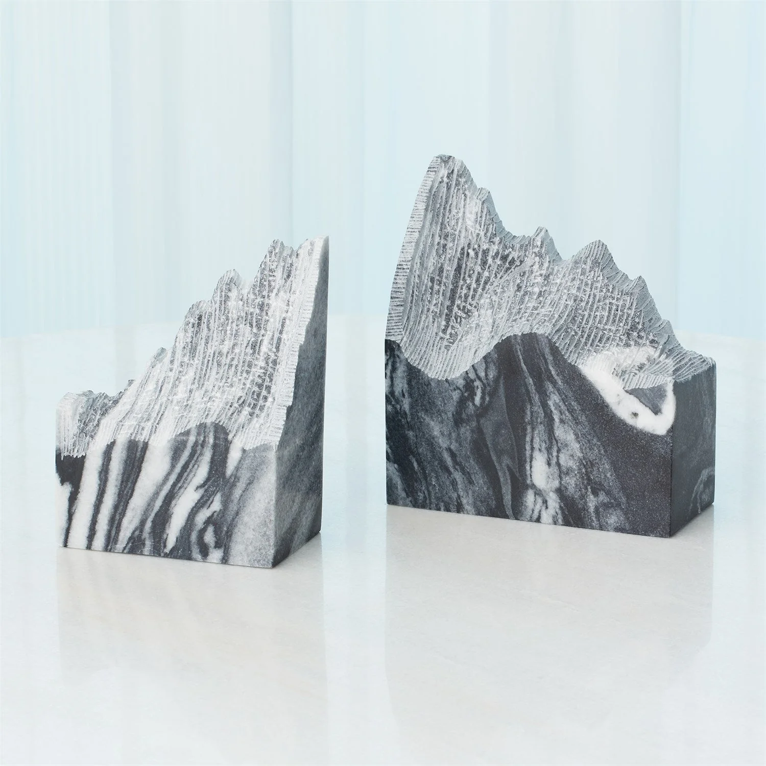 Global Views Mountain Summit Bookends - Black Marble - Set of 2 - Image 5