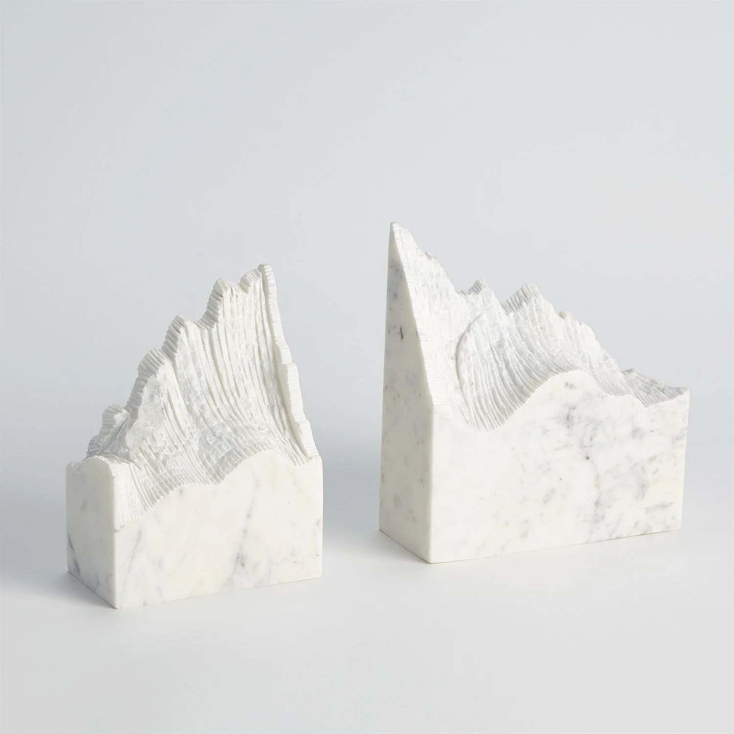 Global Views Mountain Summit Bookends - White Marble - Set of 2 - Image 4