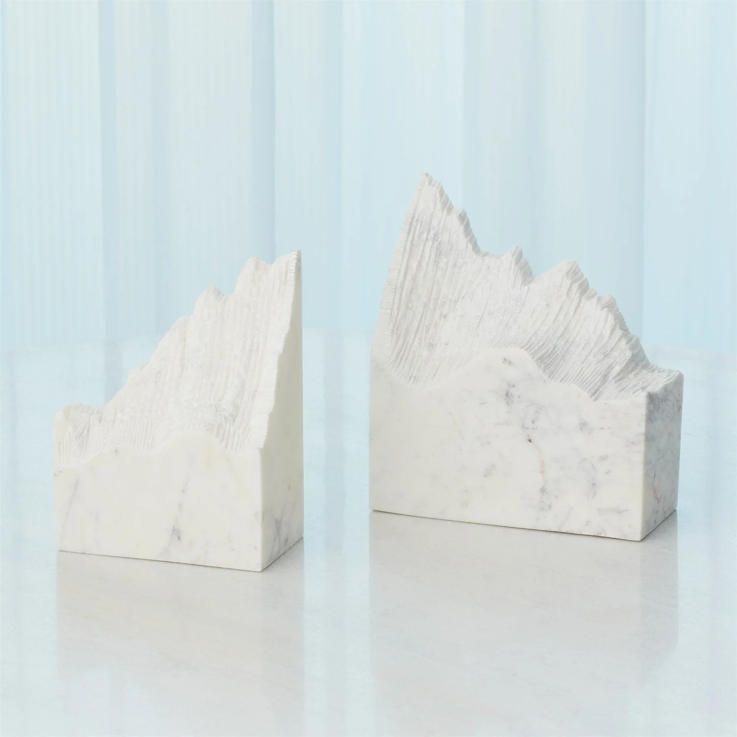 Global Views Mountain Summit Bookends - White Marble - Set of 2 - Image 5