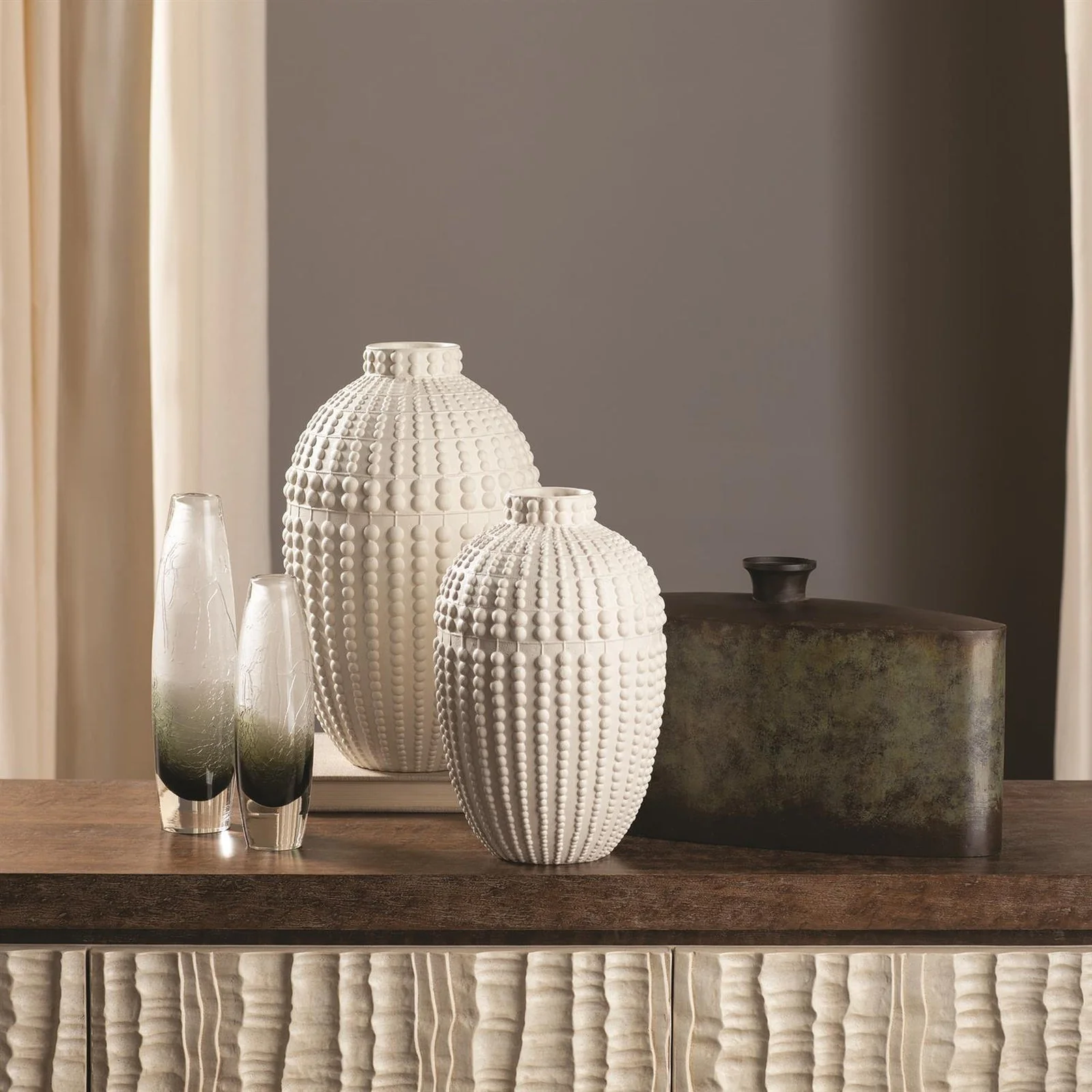 Global Views Nail Head Vase-Rustic White - Image 5