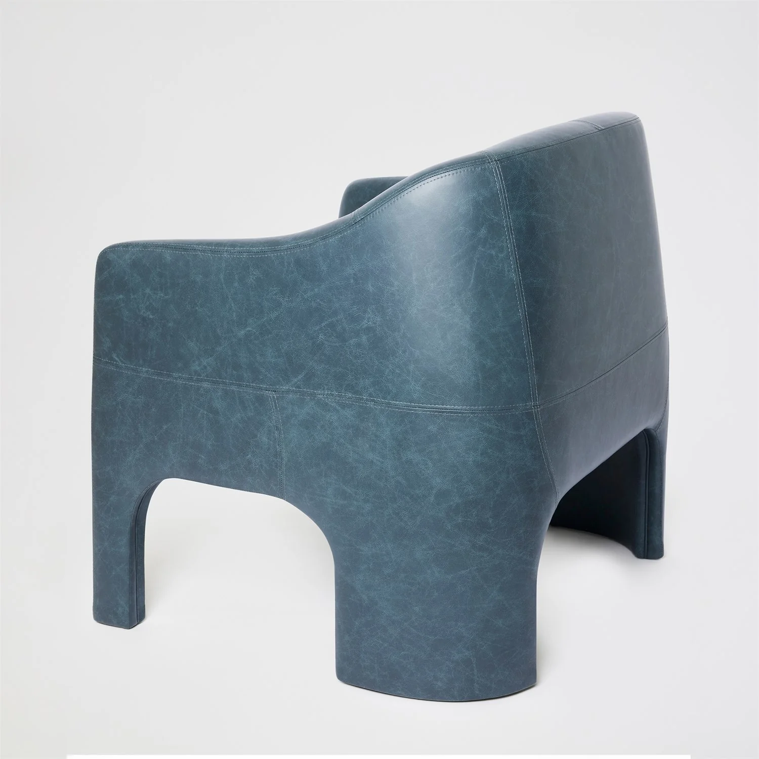 Global Views Navy Leather Bradford Chair - Image 3