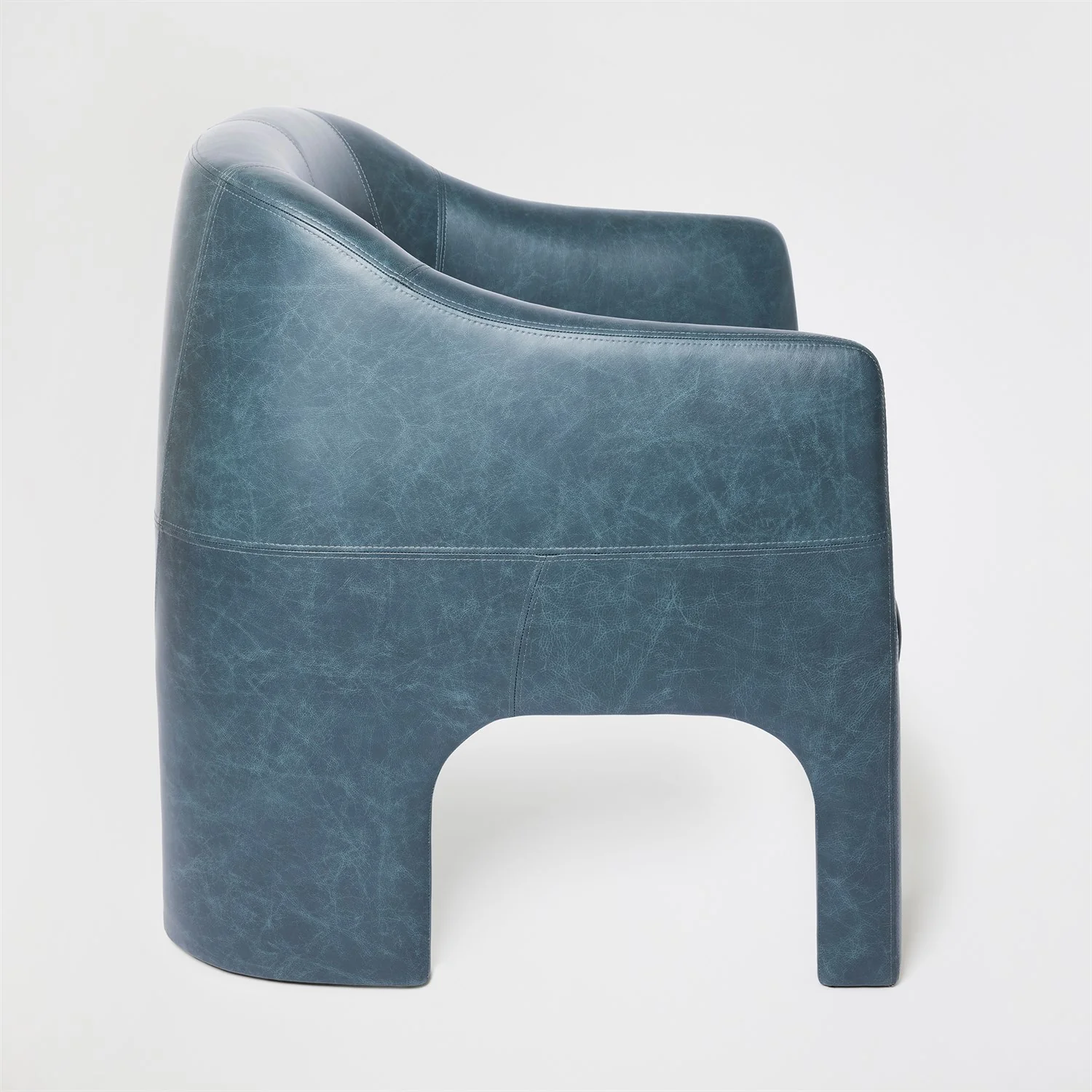 Global Views Navy Leather Bradford Chair - Image 4