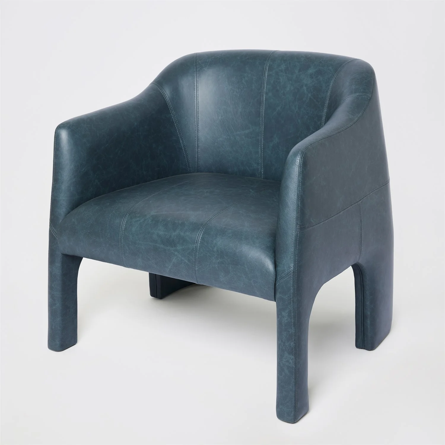 Global Views Navy Leather Bradford Chair - Image 8