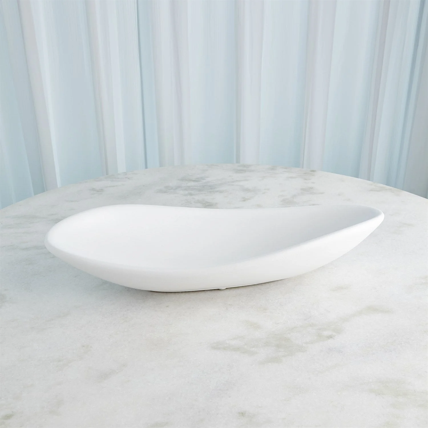 Global Views Oblong Platter Bowl - Matte White - Image 2