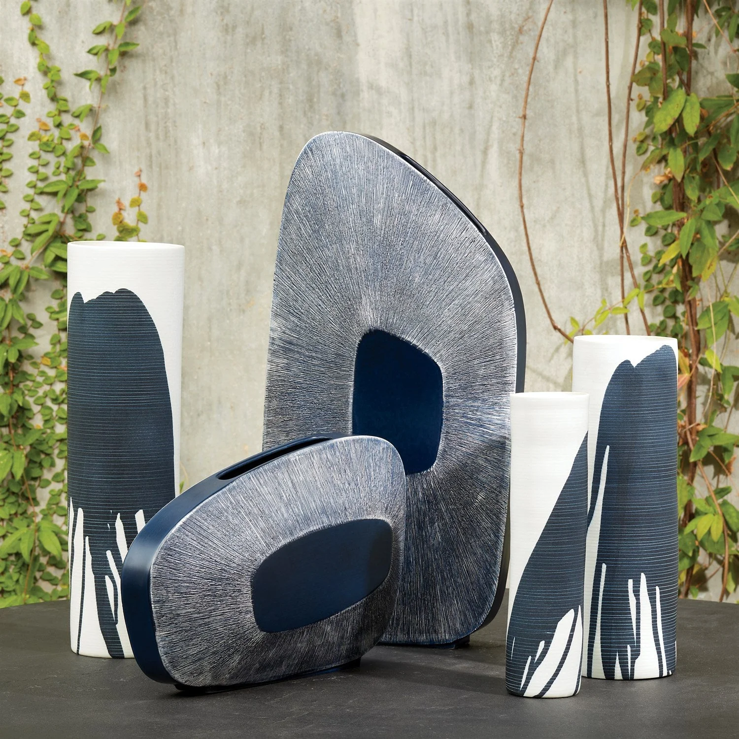 Global Views Offset Square Scratch Vase - Ink - Image 2