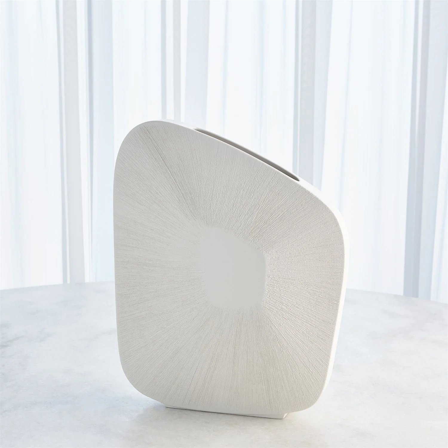 Global Views Offset Square Scratch Vase - Matte White - Image 11