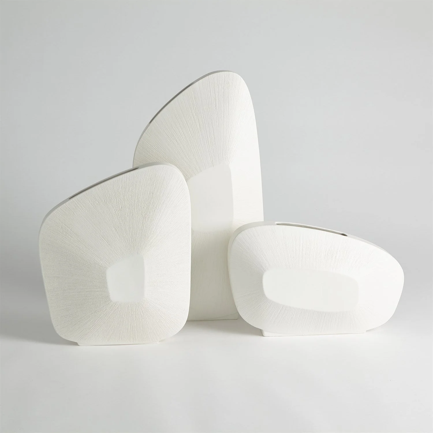 Global Views Offset Square Scratch Vase - Matte White - Image 2