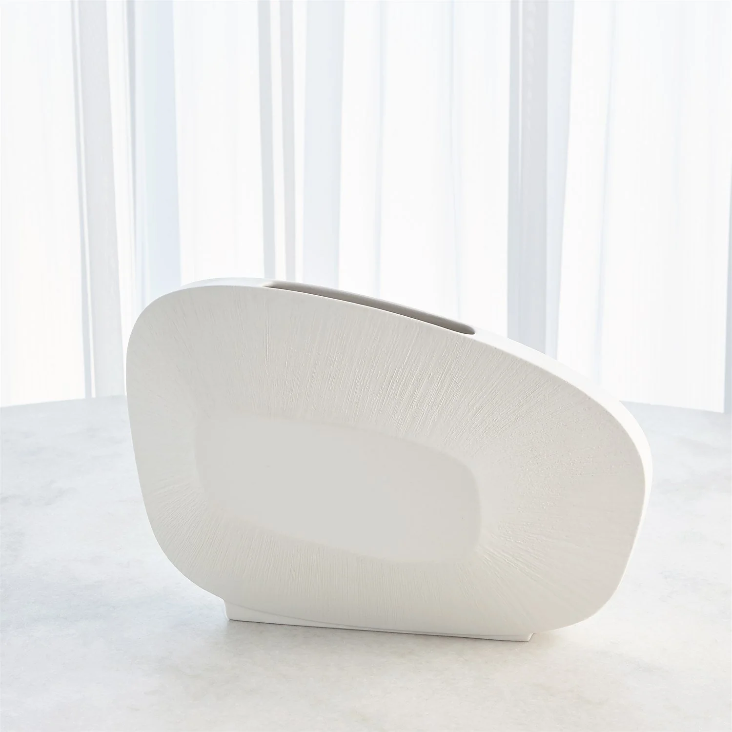 Global Views Offset Square Scratch Vase - Matte White - Image 5