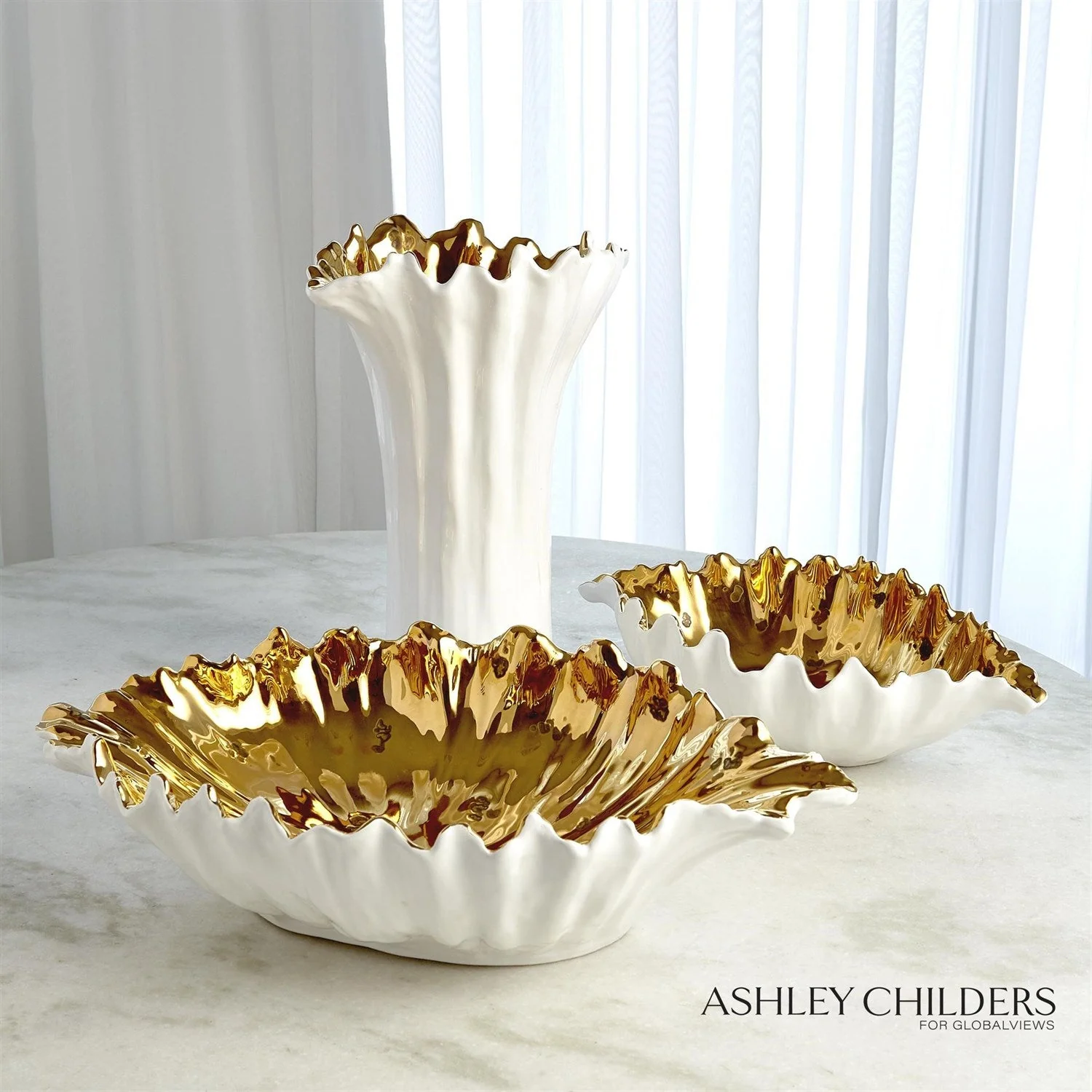 Global Views Organic Wave Oval Bowl by Ashley Childers - Image 3