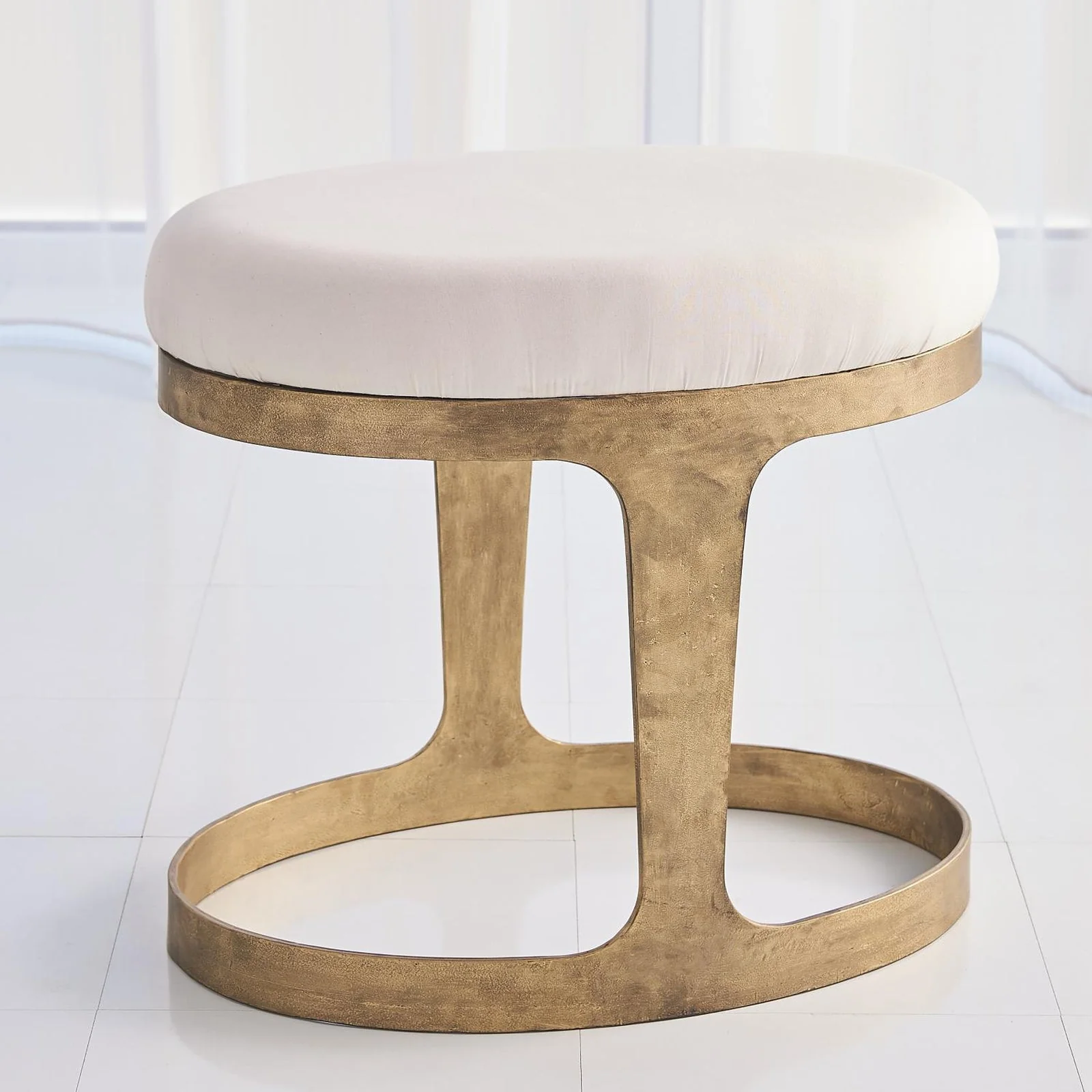 Global Views Oslo Stool with Muslin Cushion - Image 2
