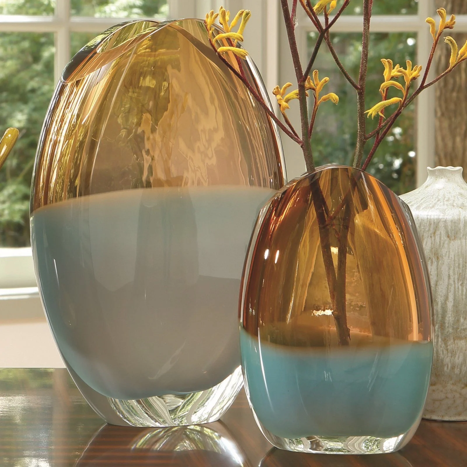 Global Views Oval Vase-Pistachio Amber - Image 4