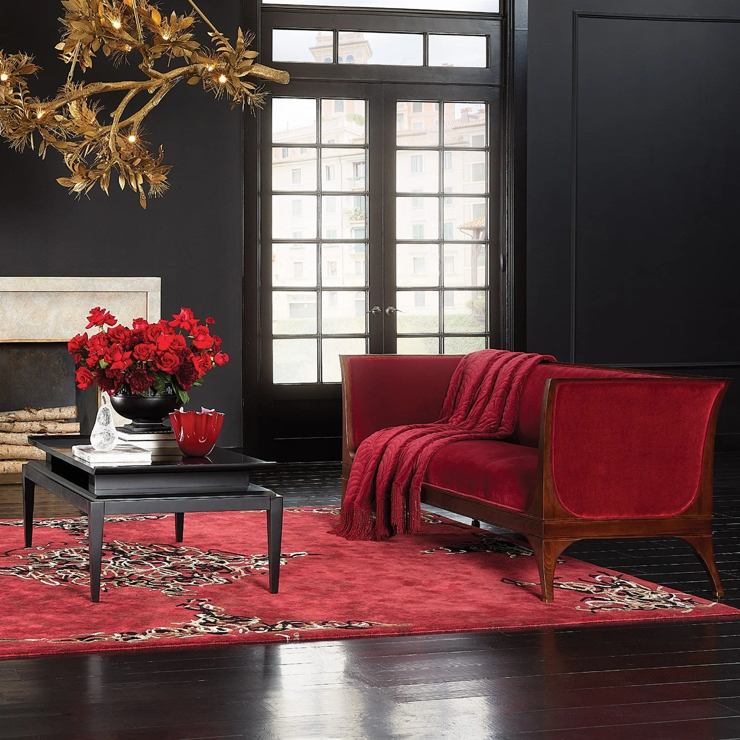 Global Views Deep Red Parlor Rug Clearance - Image 2