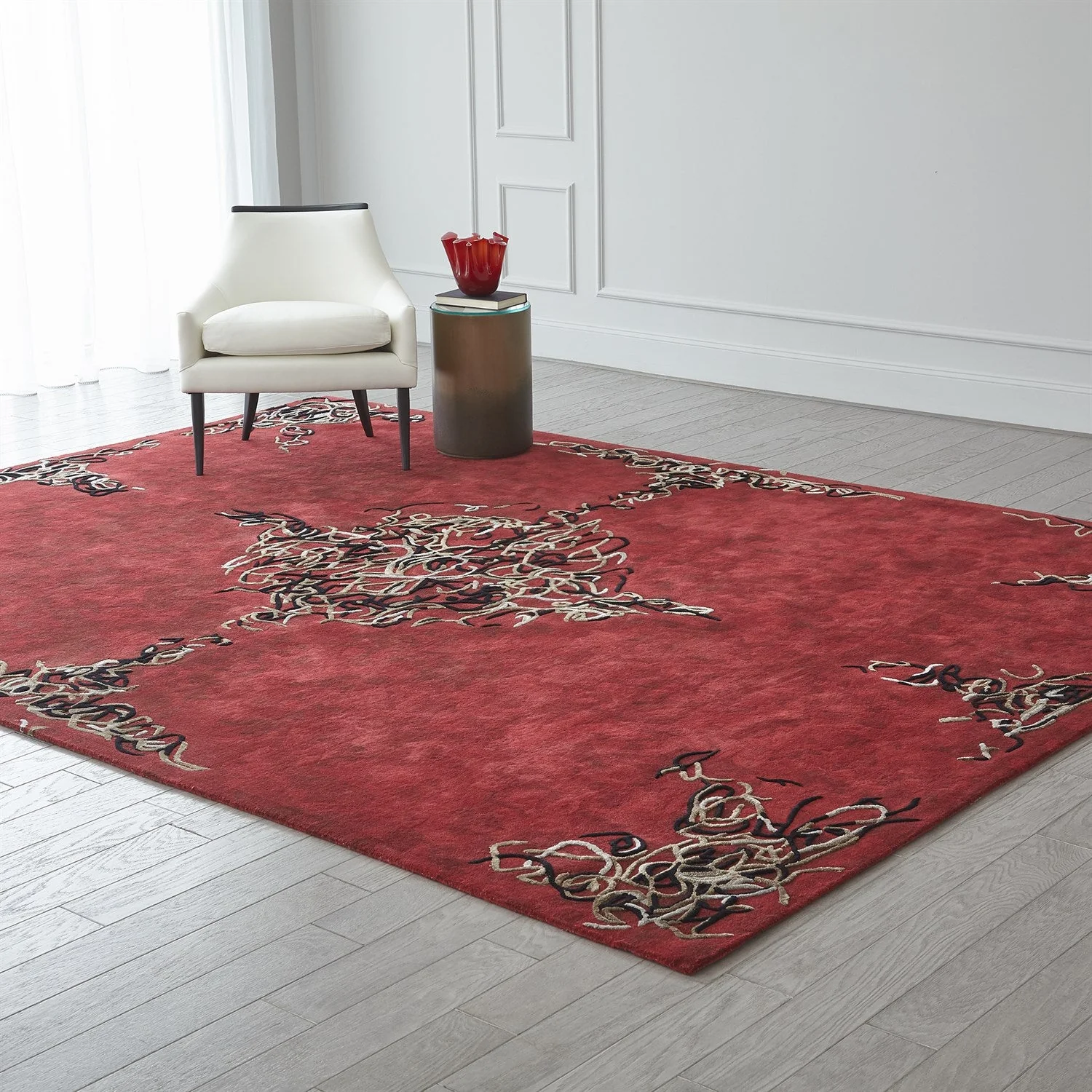 Global Views Deep Red Parlor Rug Clearance - Image 4