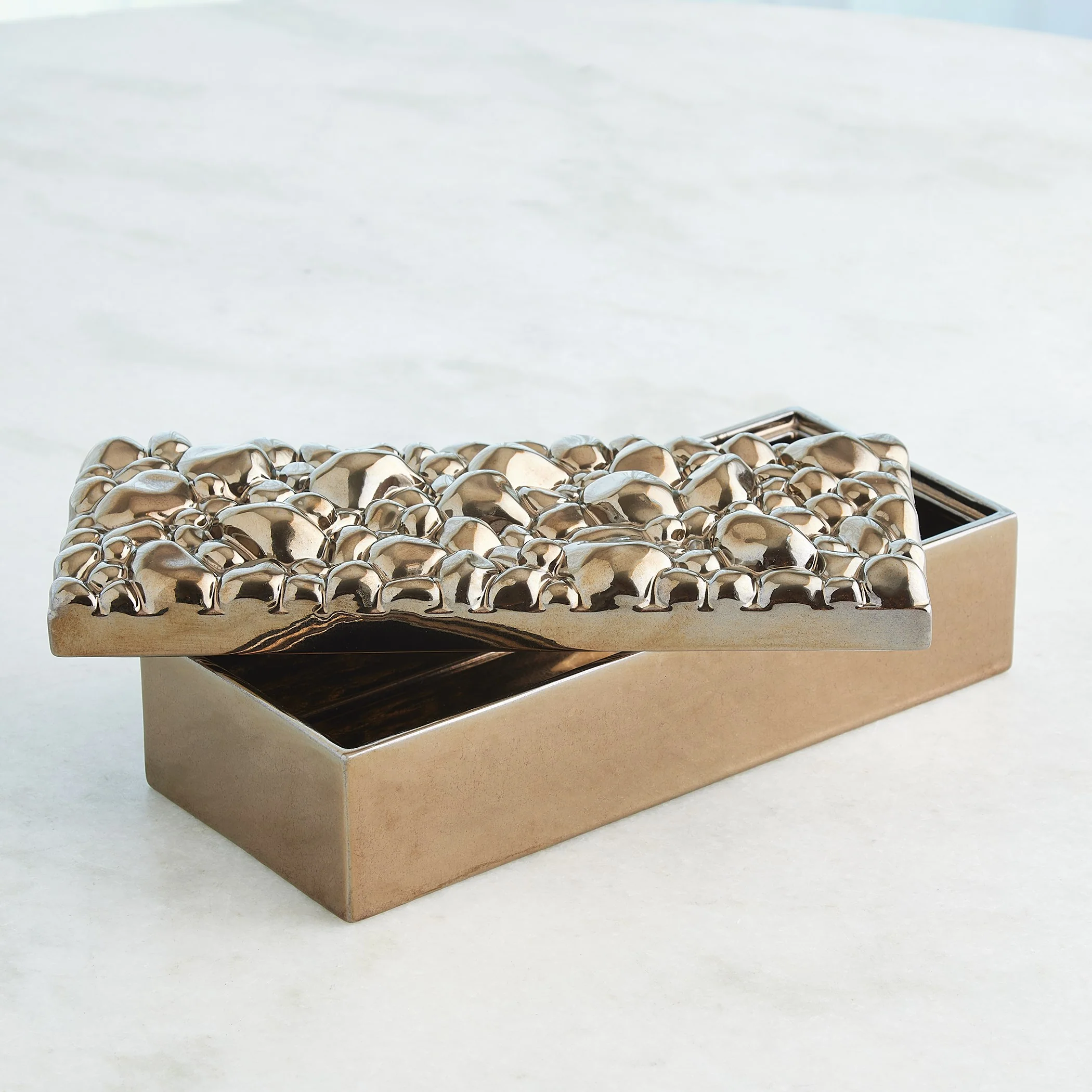 Global Views Pebbles Box Bronze - Image 4