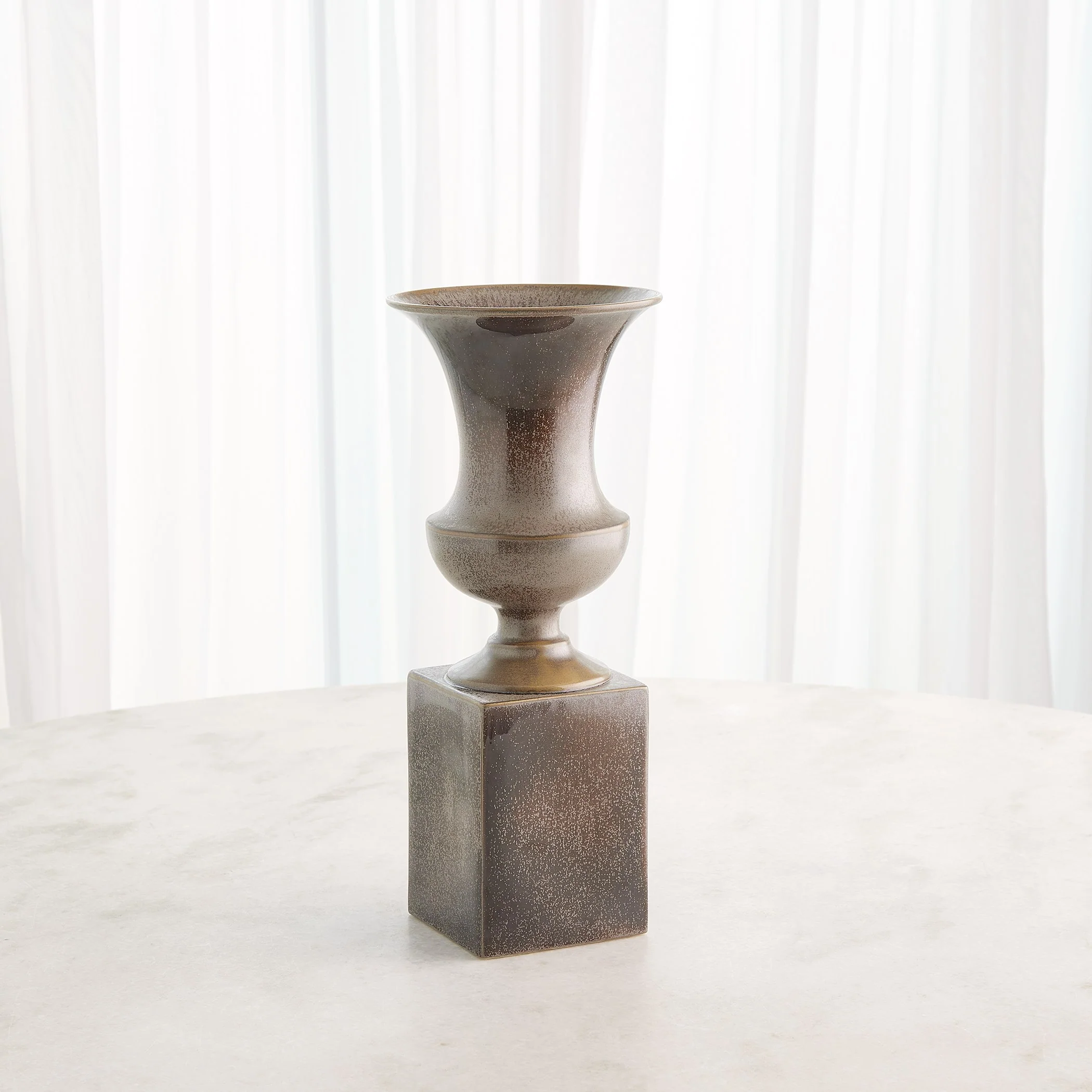 Global Views Pedestal Vase Reactive Silver - Image 2