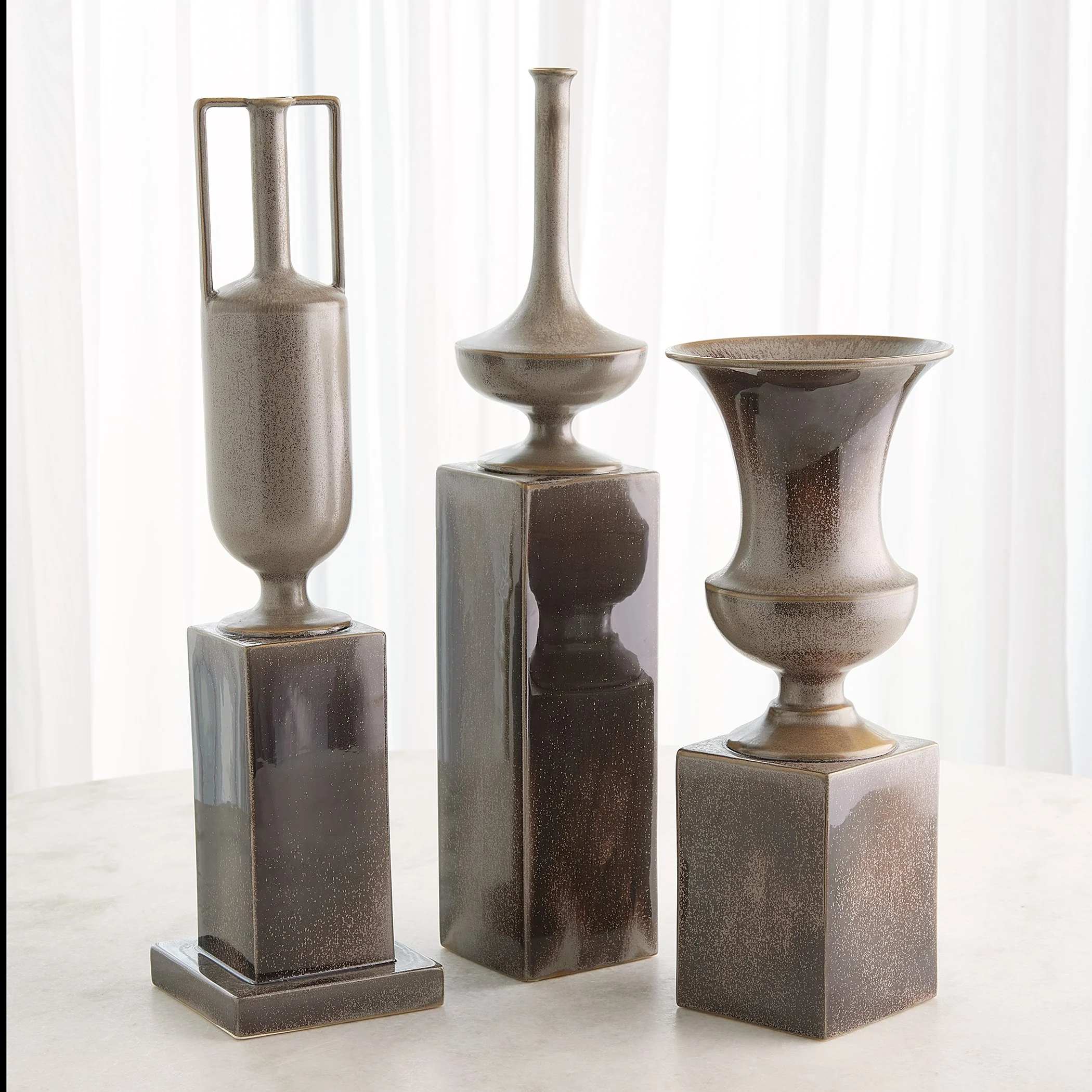 Global Views Pedestal Vase Reactive Silver - Image 6