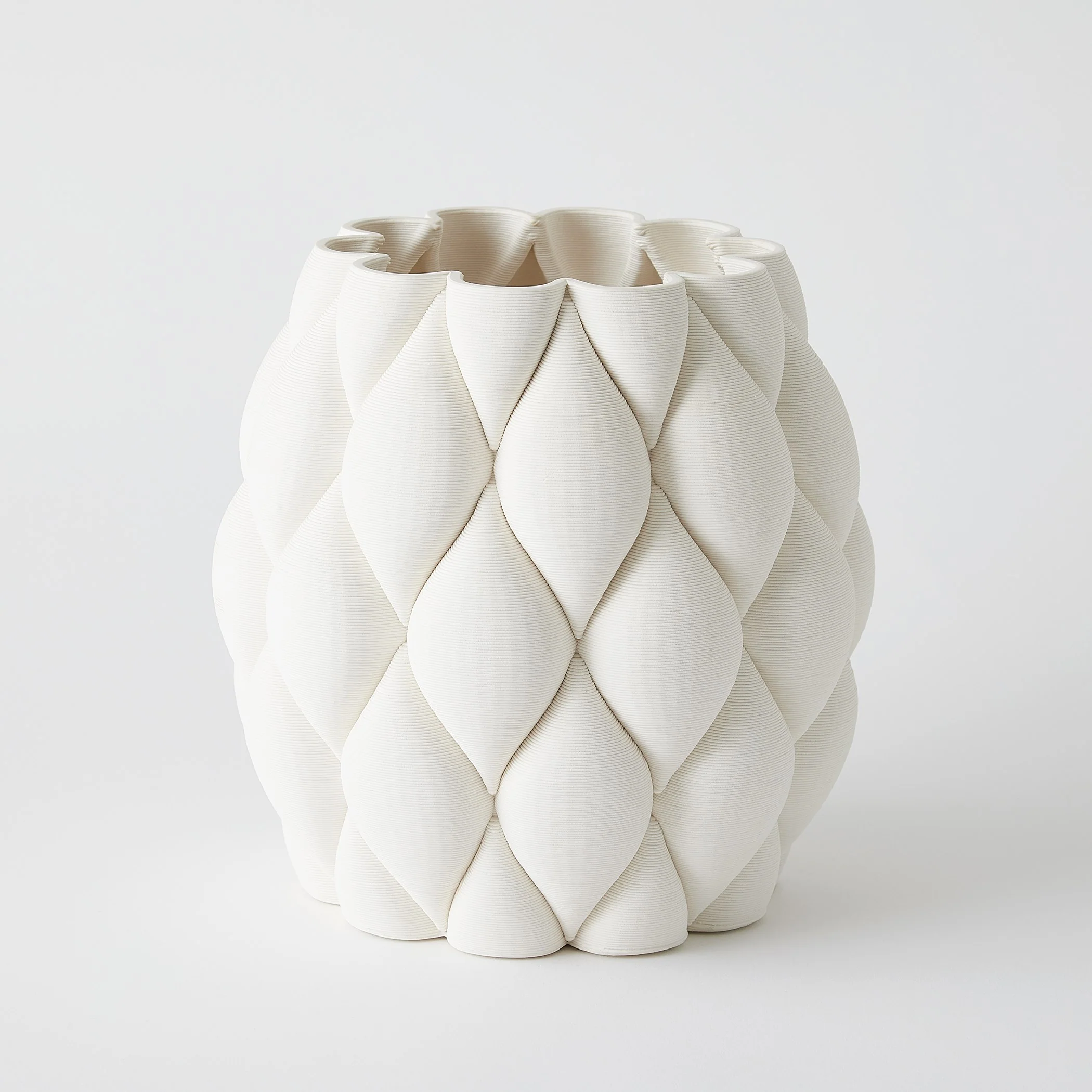 Global Views Pillowed Printed Cylinder Vase Matte White - Image 7