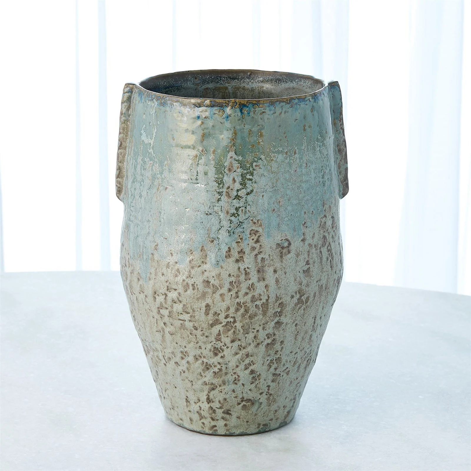 Global Views Pinch Pot Vase Reactive Seafoam - Image 2