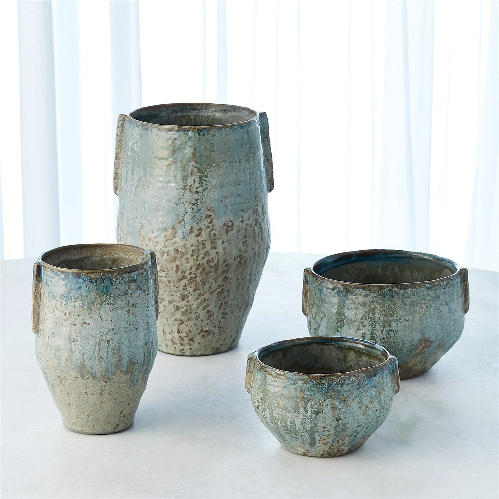 Global Views Pinch Pot Vase Reactive Seafoam - Image 8