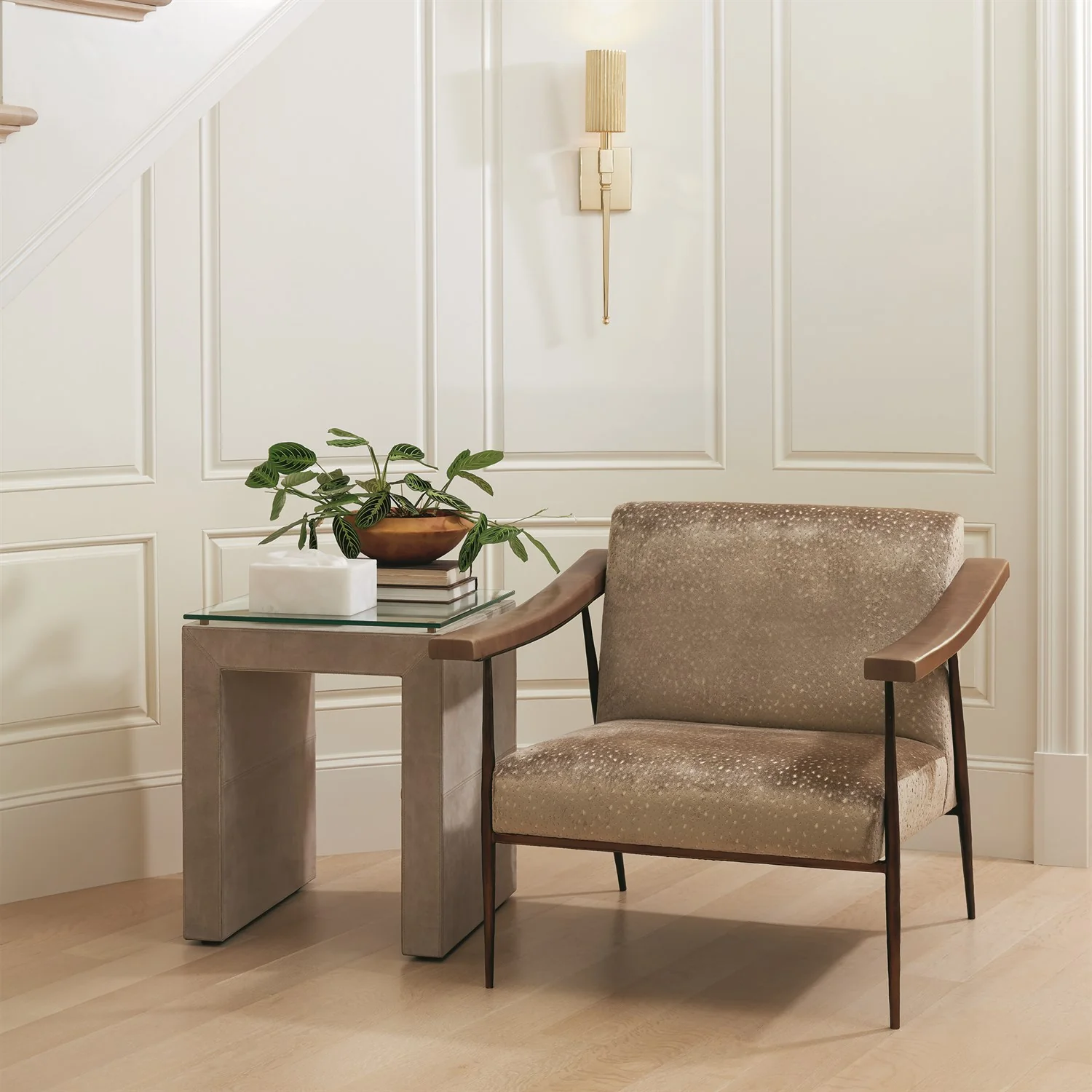 Global Views Posh Parchment Suede Side Table - Image 4
