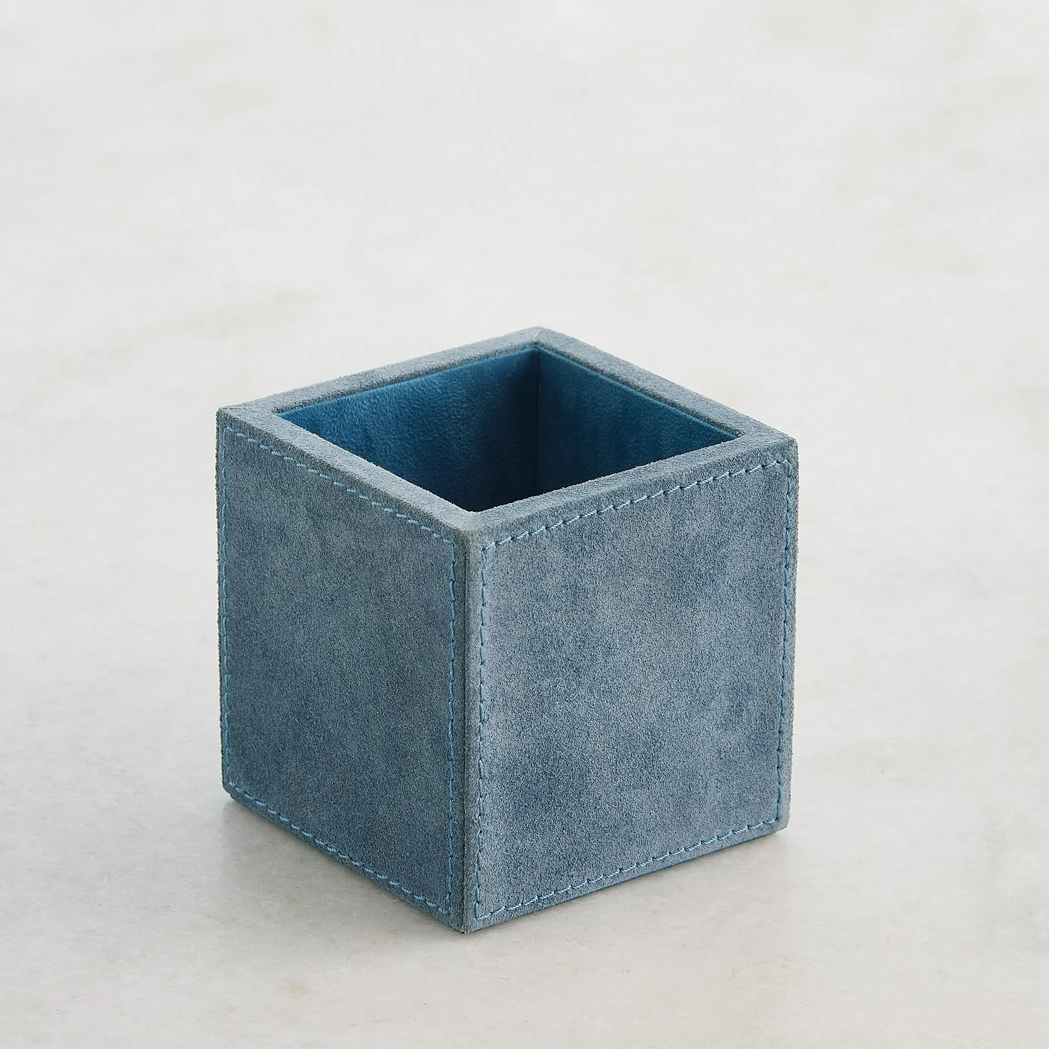 Global Views Posh Pencil Cup Dusty Blue Suede - Image 4