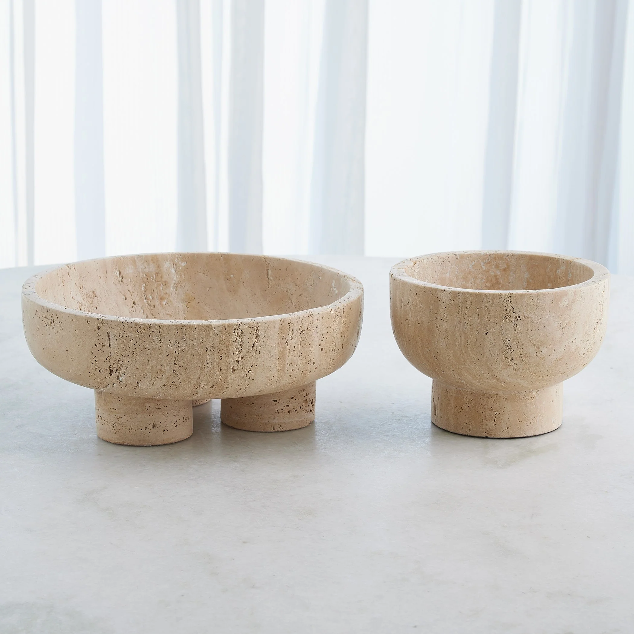 Global Views Priory Bowl Travertine - Image 4