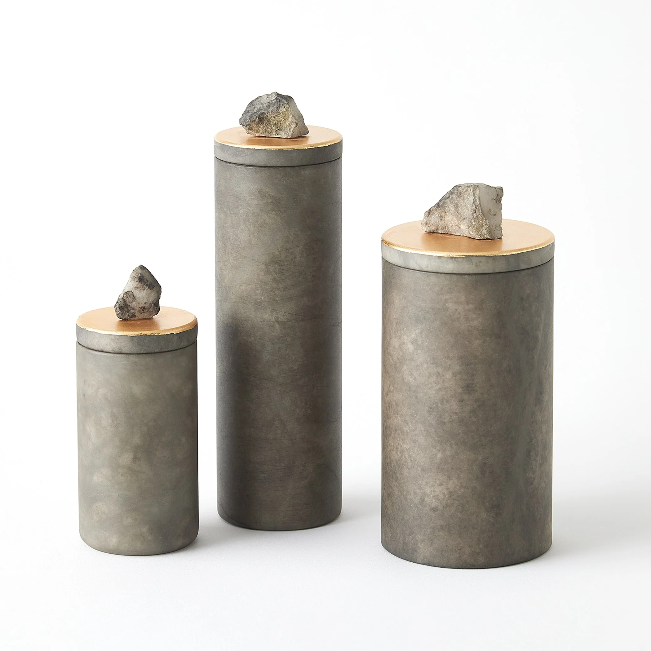 Global Views Quarry Jar Grey/Gold Leaf - Image 3