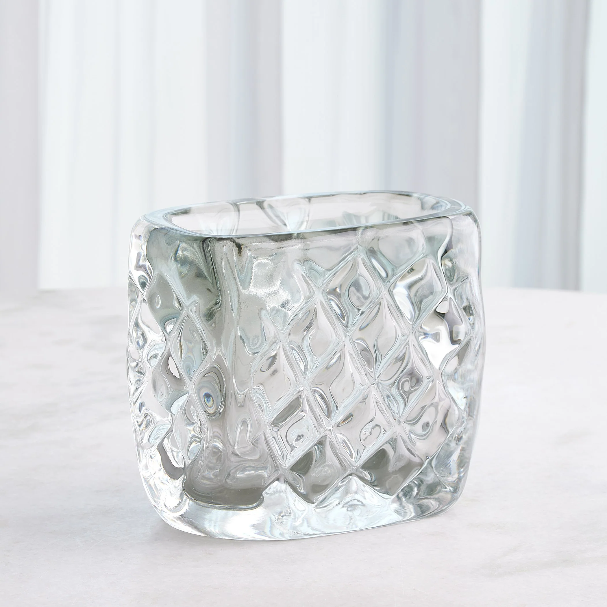 Global Views Quilted Vase-Grey-Wide - Image 3