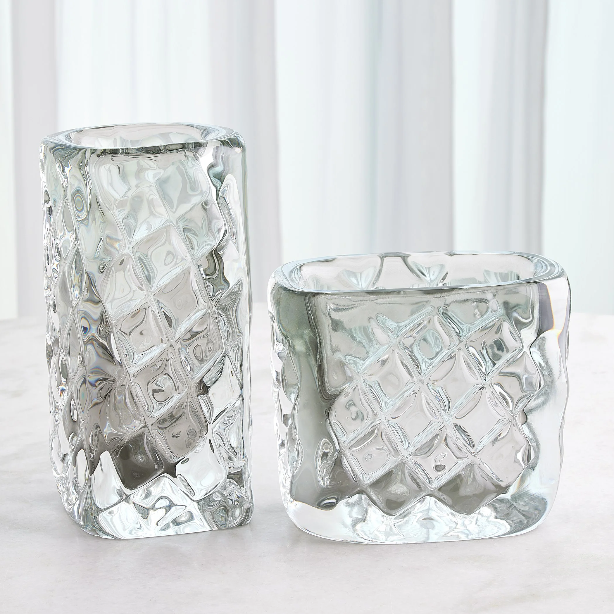 Global Views Quilted Vase-Grey-Wide - Image 4