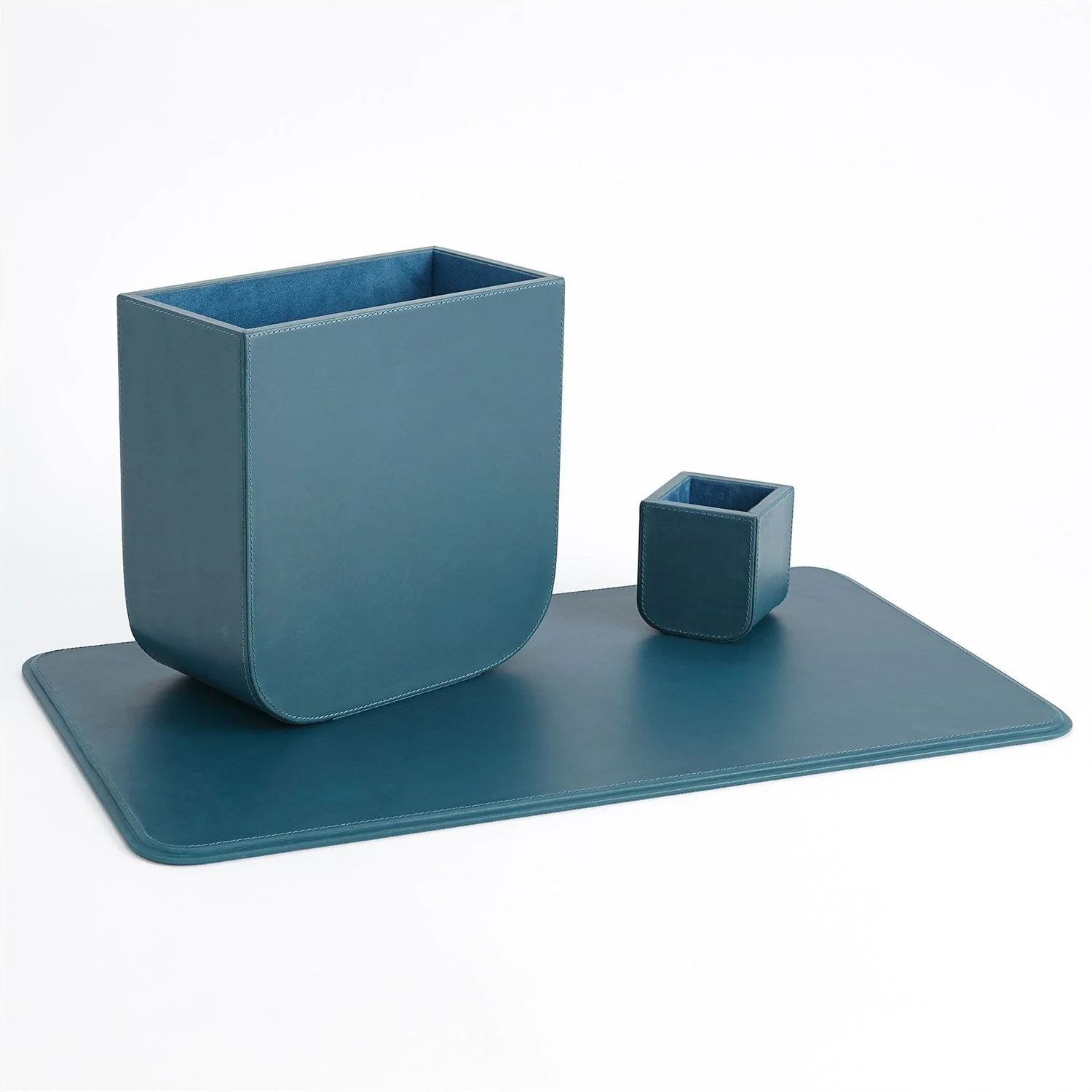 Global Views Radius Edge Azure Leather Desk Accessories - Image 2