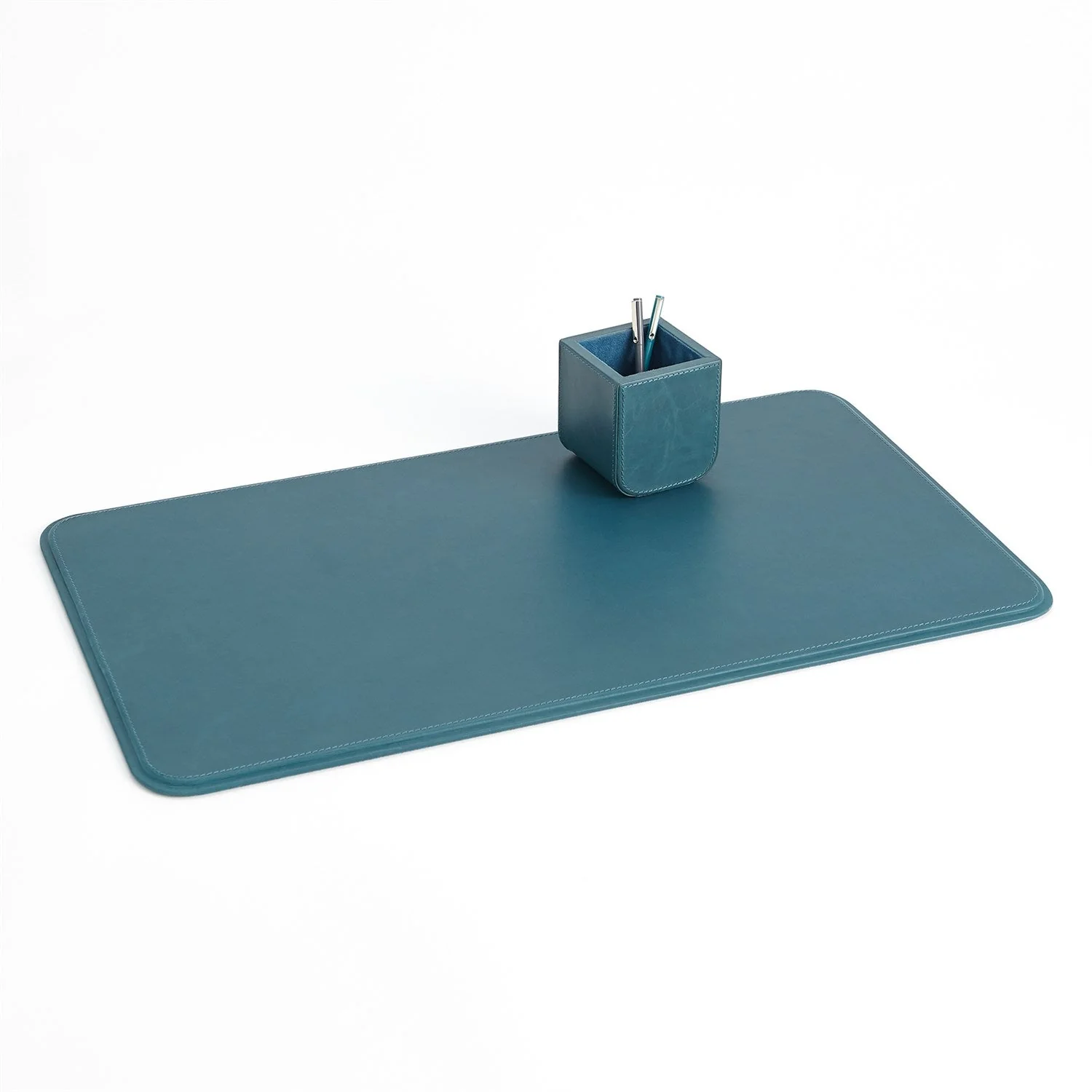 Global Views Radius Edge Azure Leather Desk Accessories - Image 4