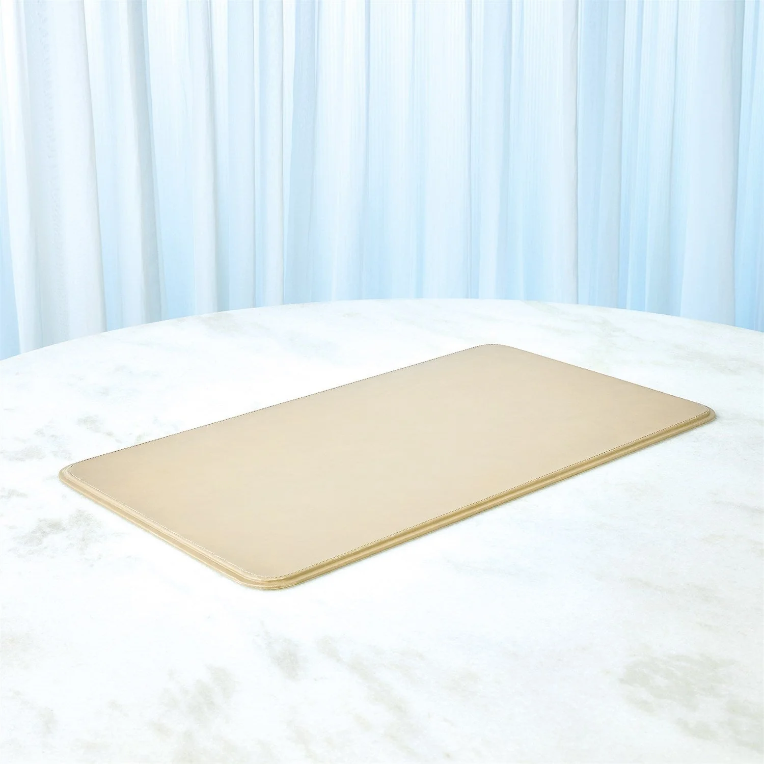 Global Views Radius Edge Leather Desk Accessories - Beige - Image 4