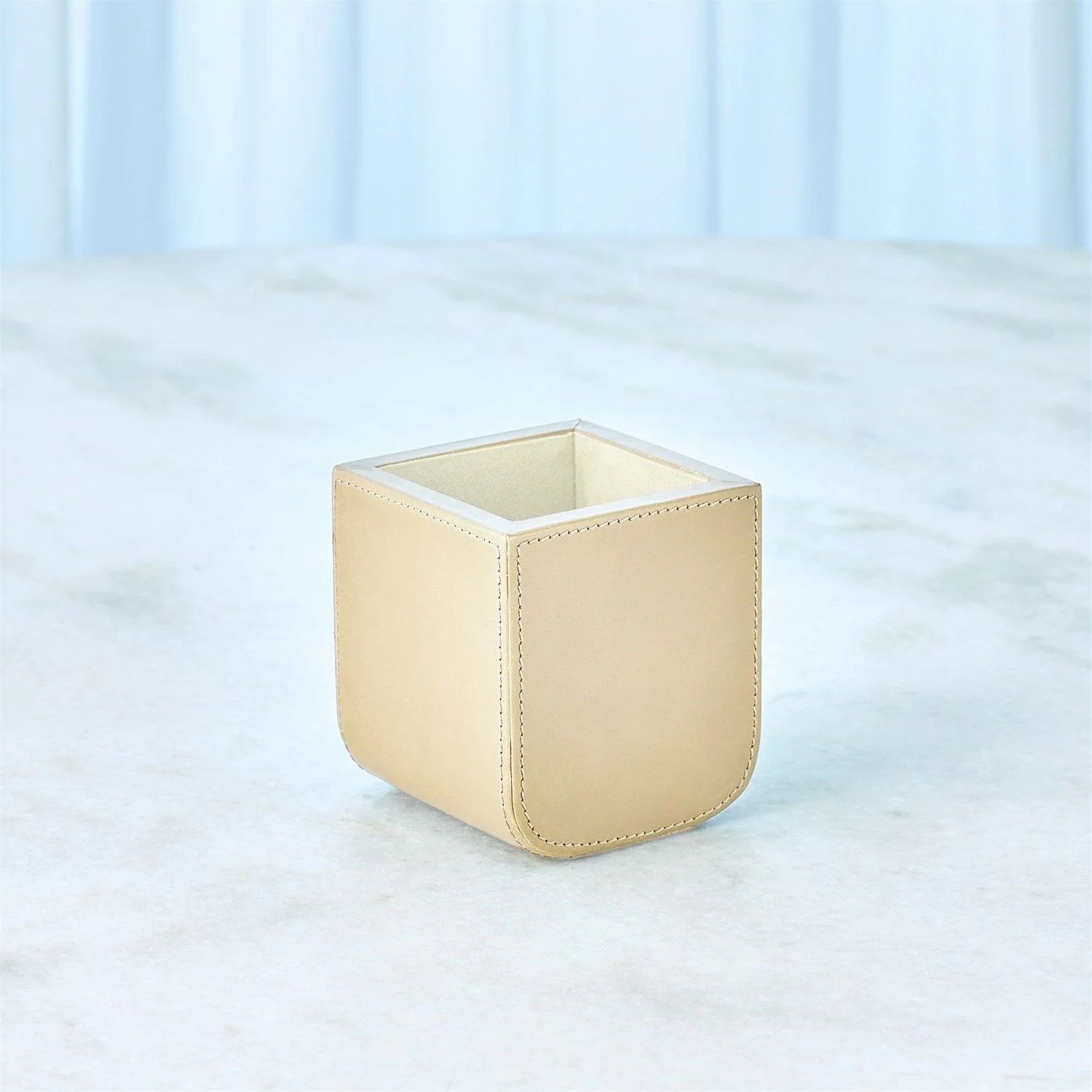 Global Views Radius Edge Leather Desk Accessories - Beige - Image 6