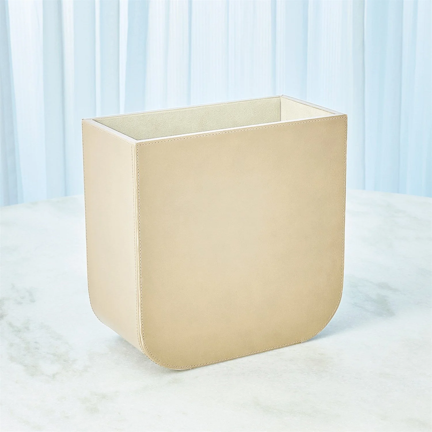 Global Views Radius Edge Leather Desk Accessories - Beige - Image 8