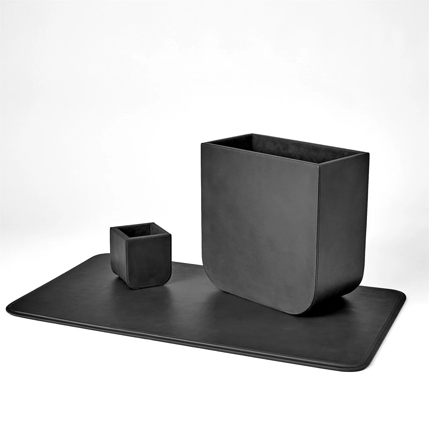 Global Views Radius Edge Leather Desk Accessories - Black - Image 2