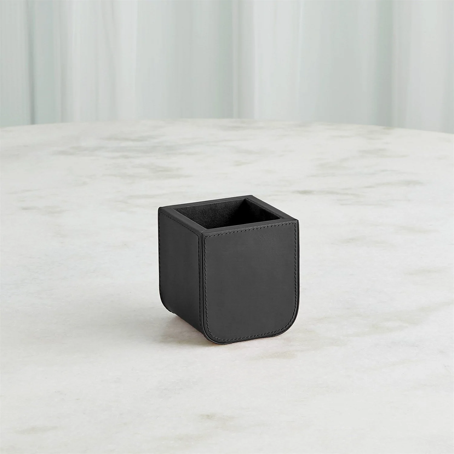 Global Views Radius Edge Leather Desk Accessories - Black - Image 5