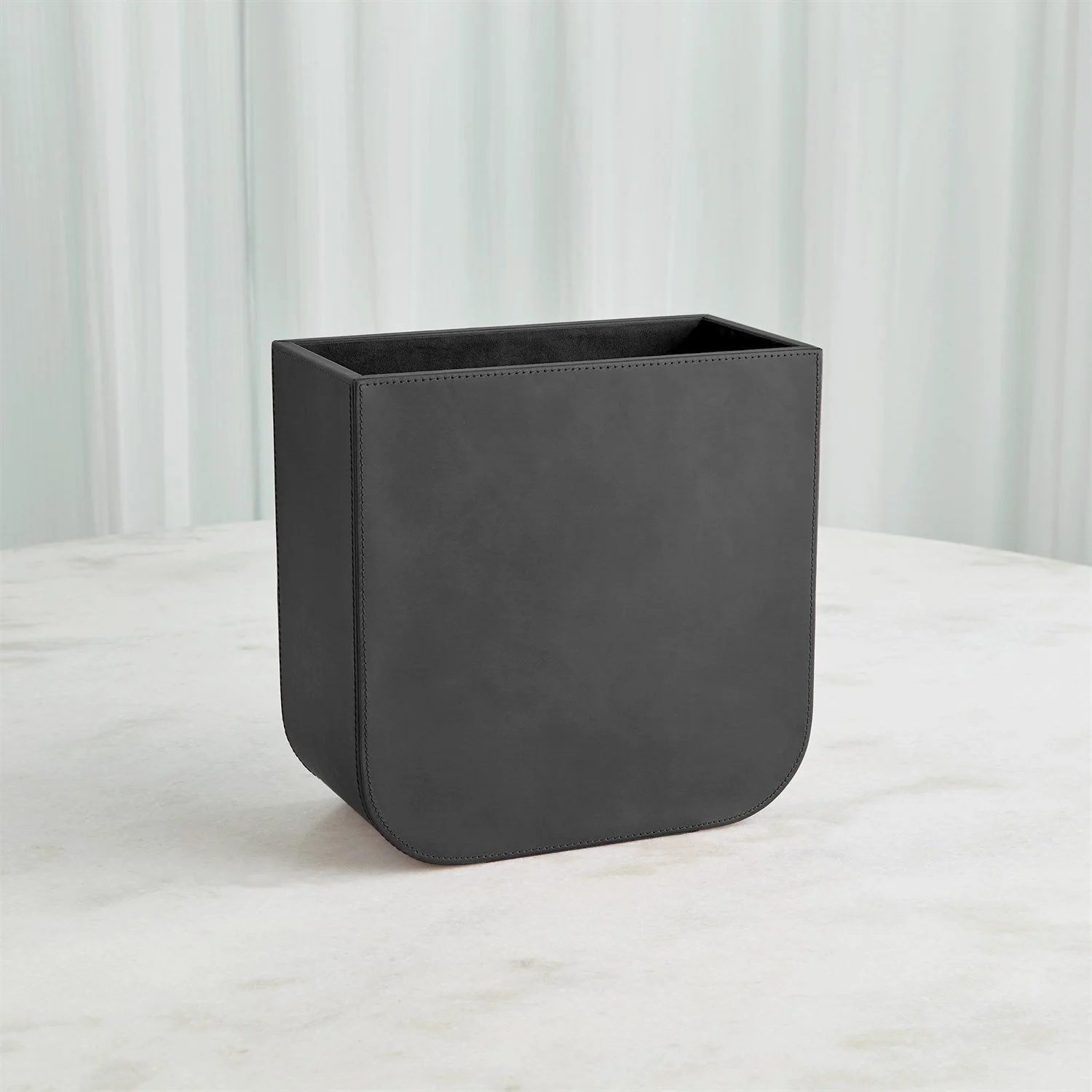 Global Views Radius Edge Leather Desk Accessories - Black - Image 7