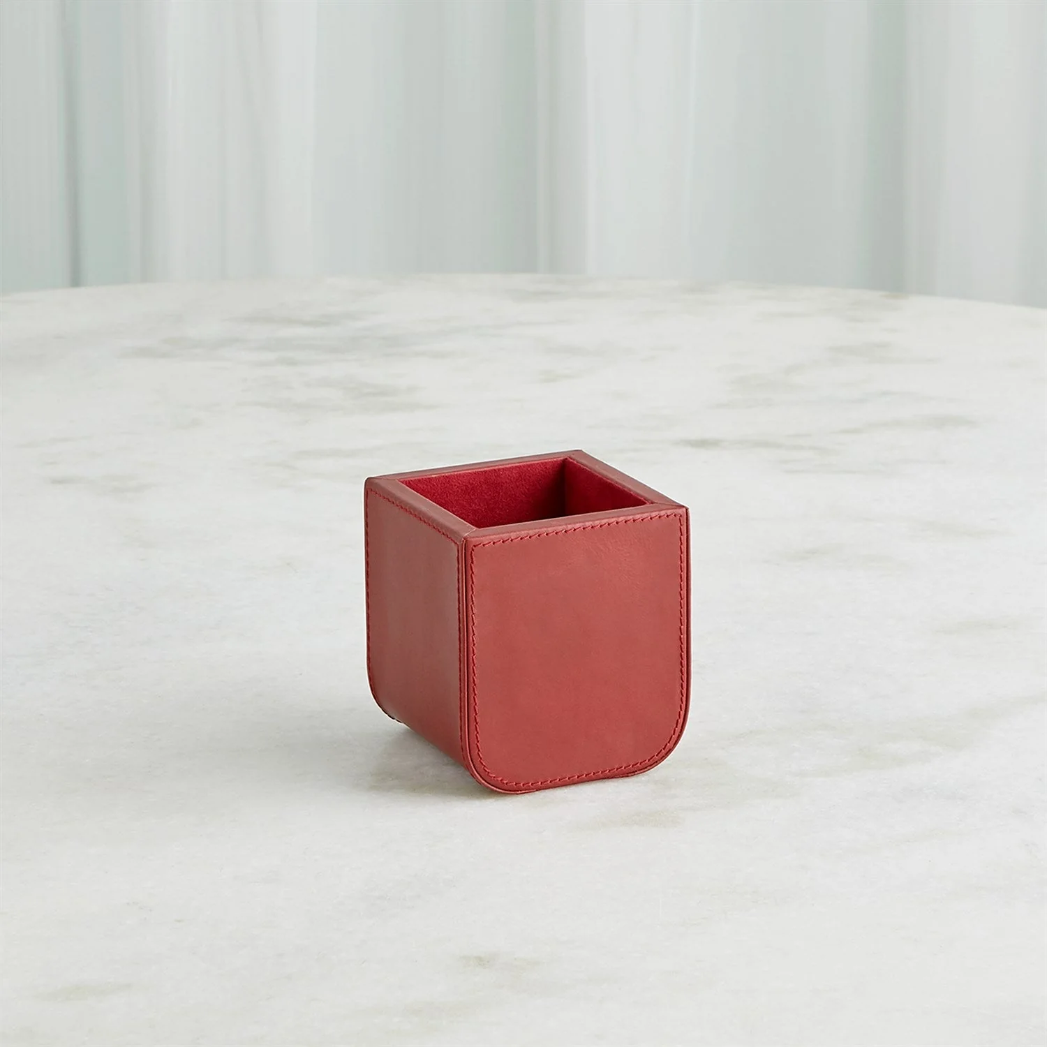 Global Views Radius Edge Leather Desk Accessories - Deep Red - Image 7