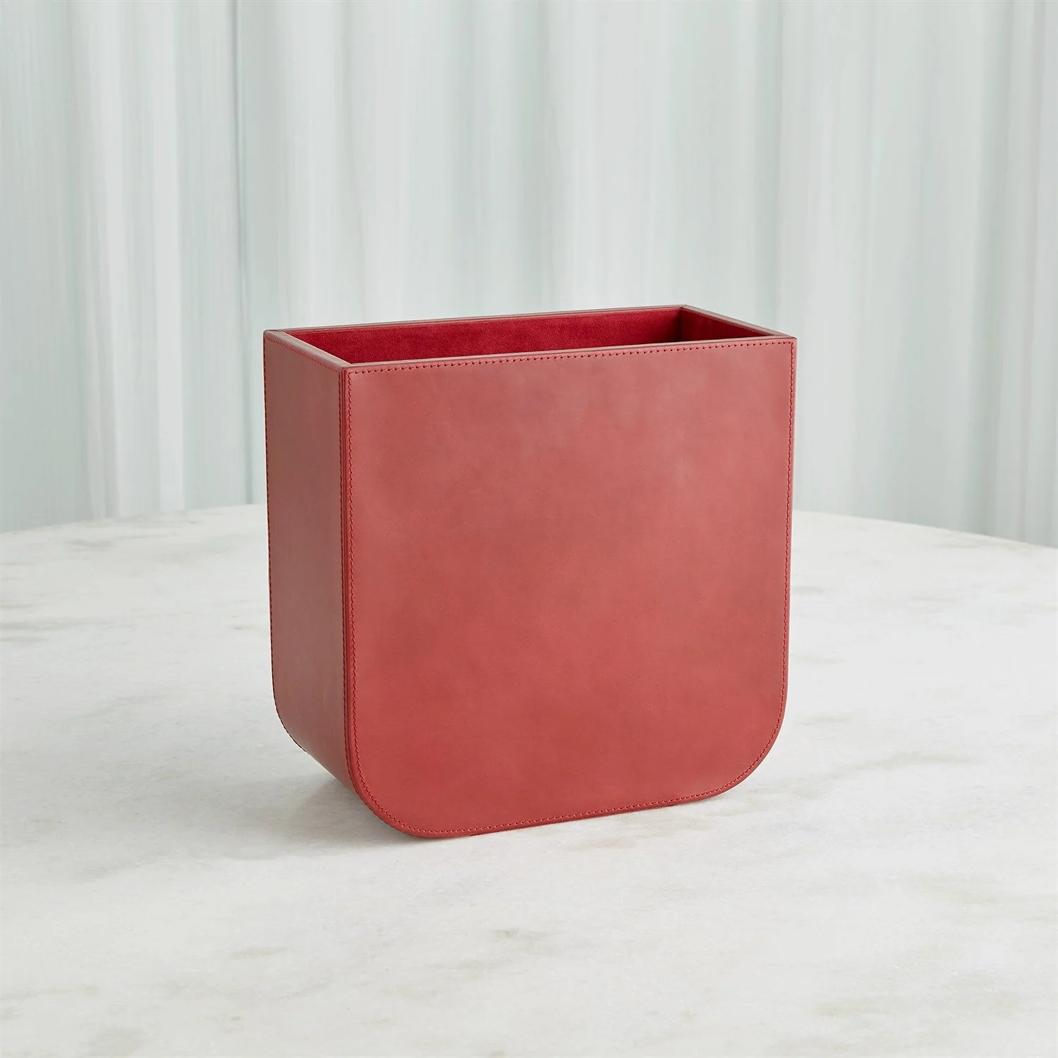 Global Views Radius Edge Leather Desk Accessories - Deep Red - Image 9