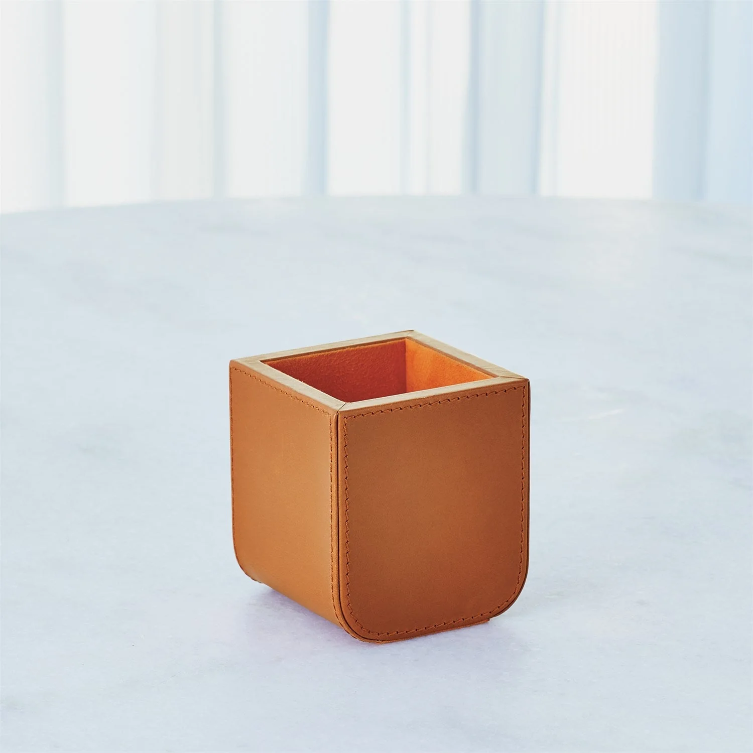 Global Views Radius Edge Leather Desk Accessories - Orange - Image 5