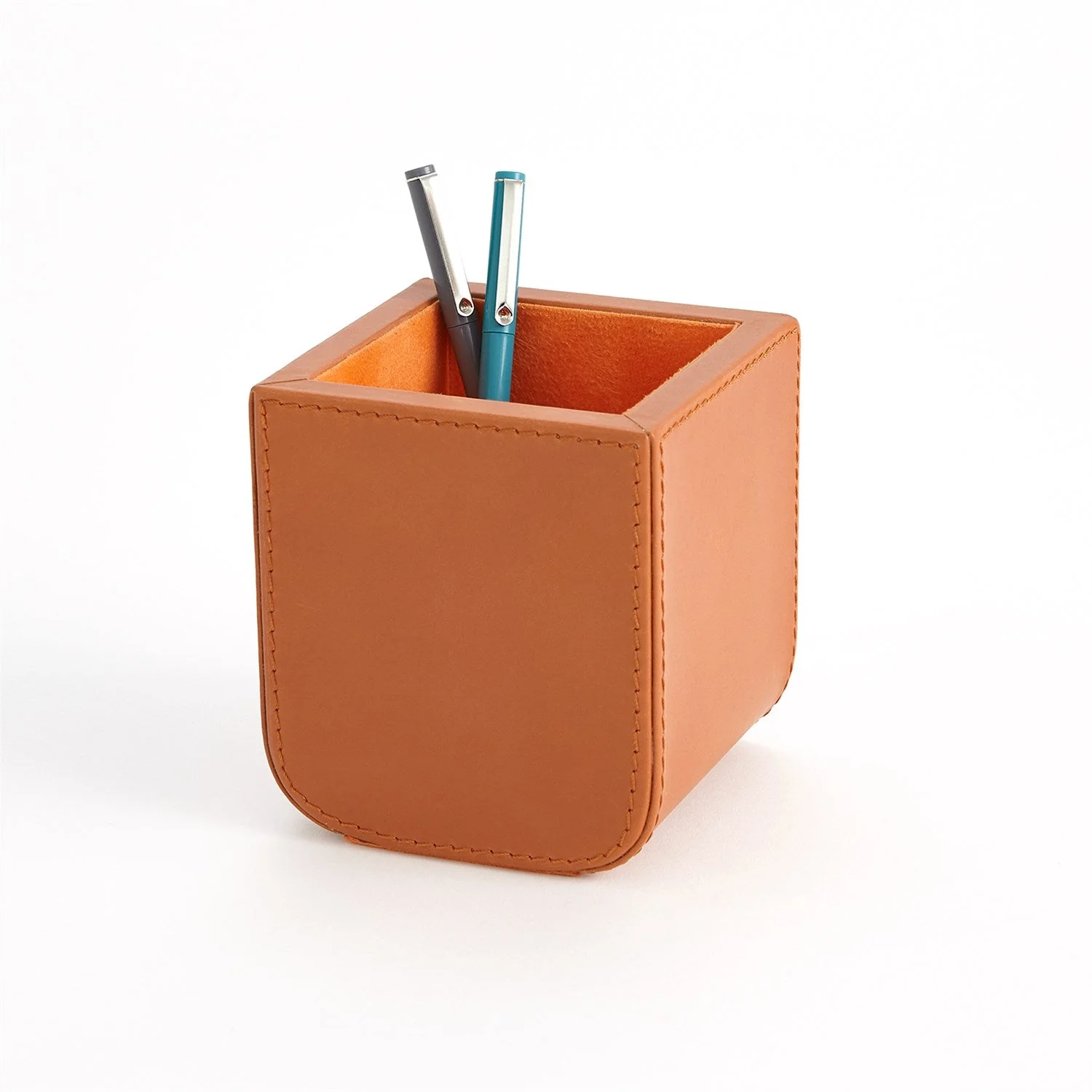 Global Views Radius Edge Leather Desk Accessories - Orange - Image 7