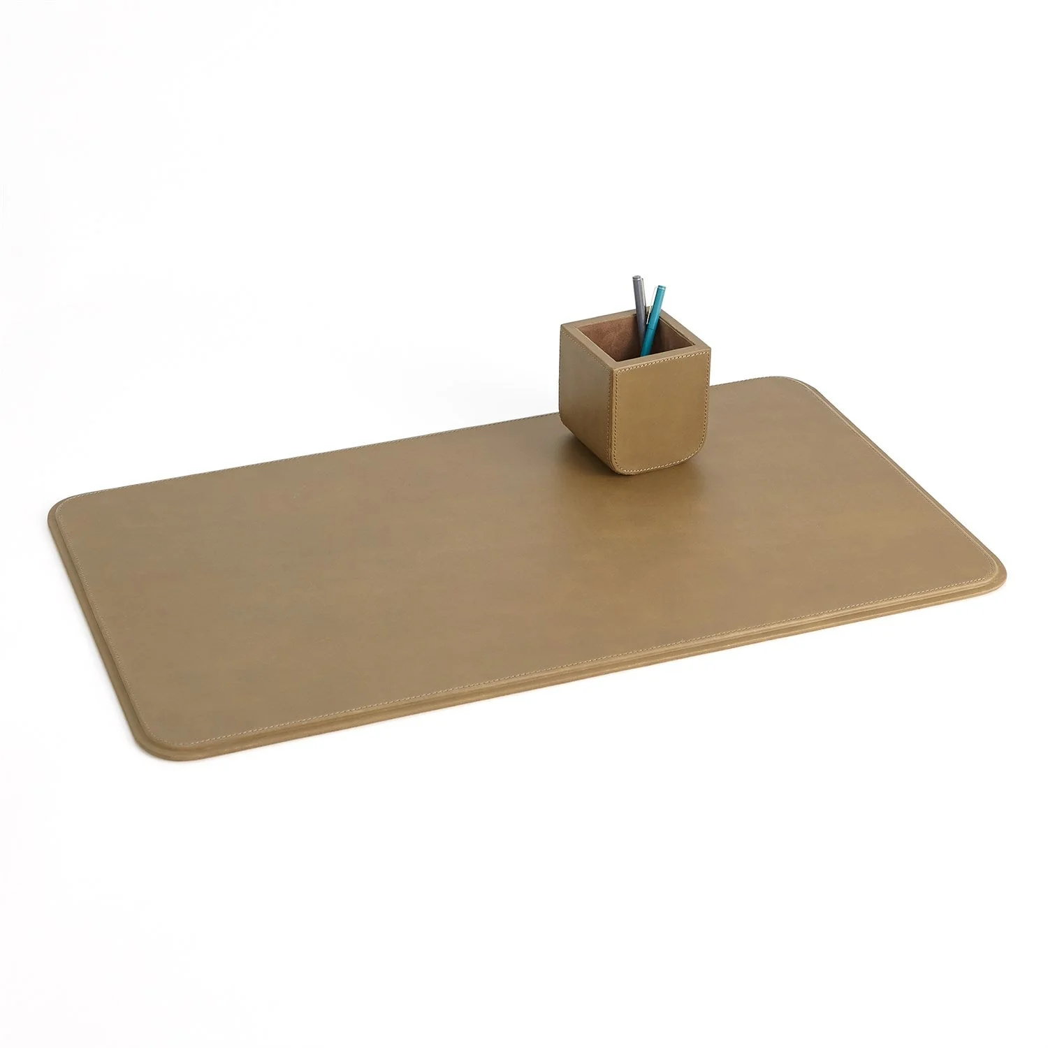 Global Views Radius Edge Leather Desk Accessories - Putty - Image 6