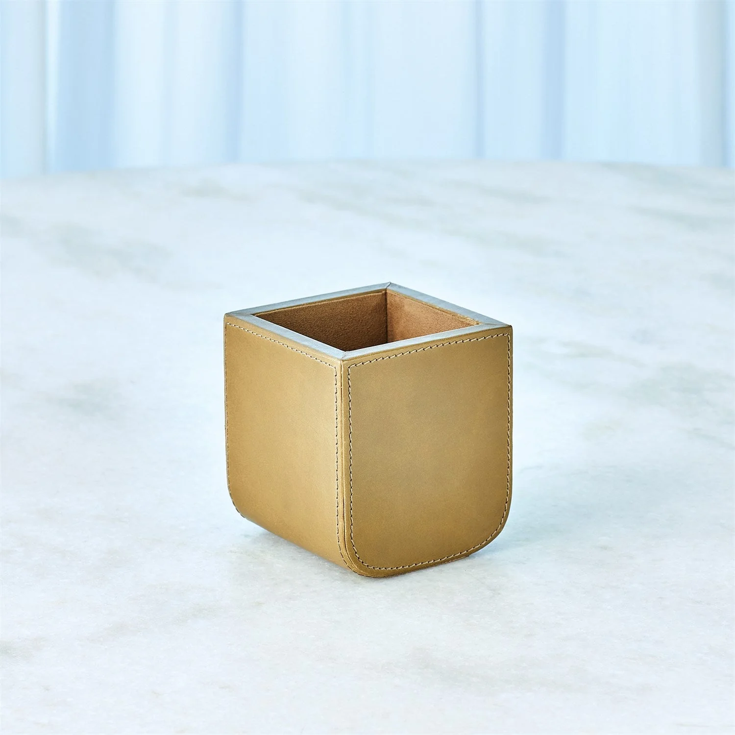 Global Views Radius Edge Leather Desk Accessories - Putty - Image 7