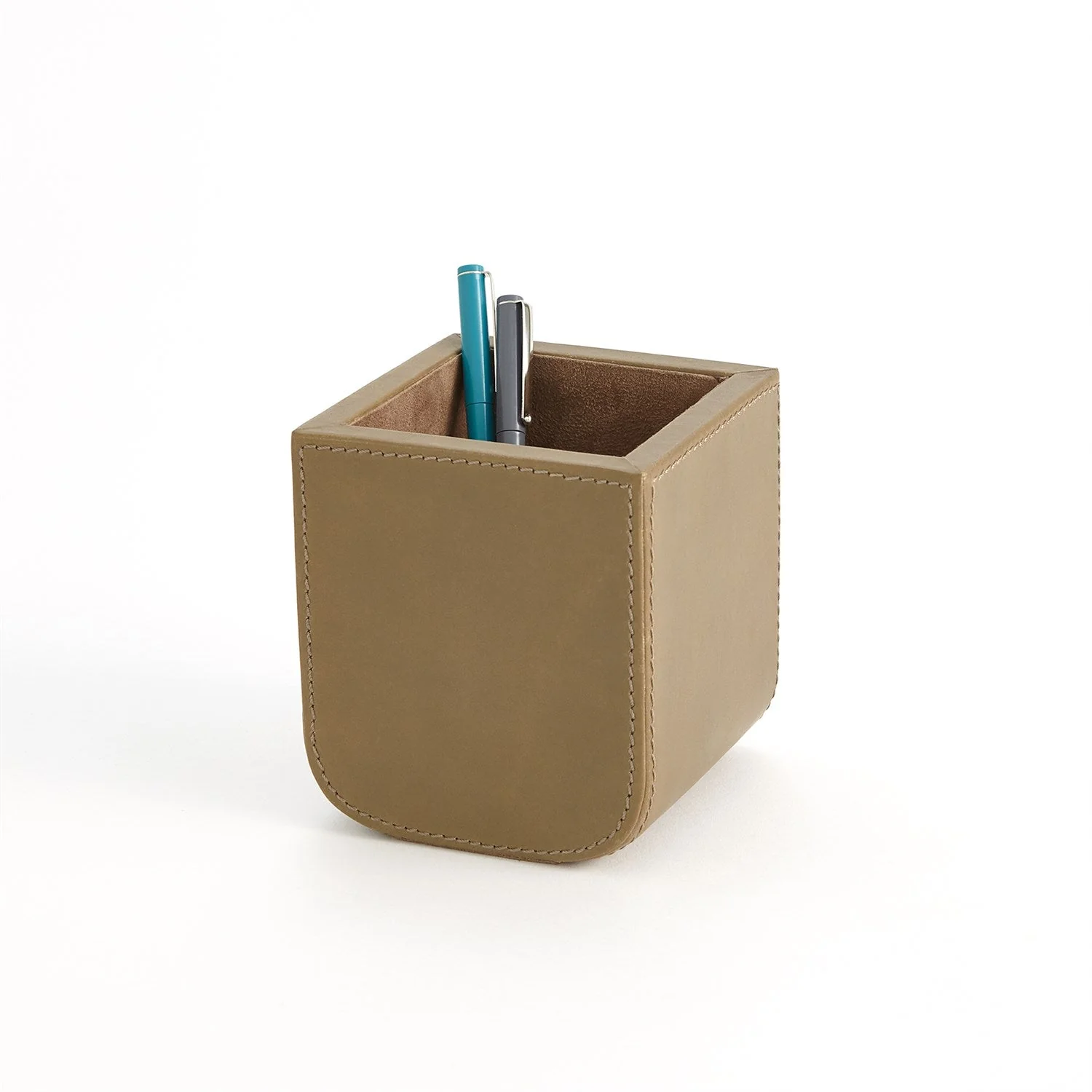 Global Views Radius Edge Leather Desk Accessories - Putty - Image 8