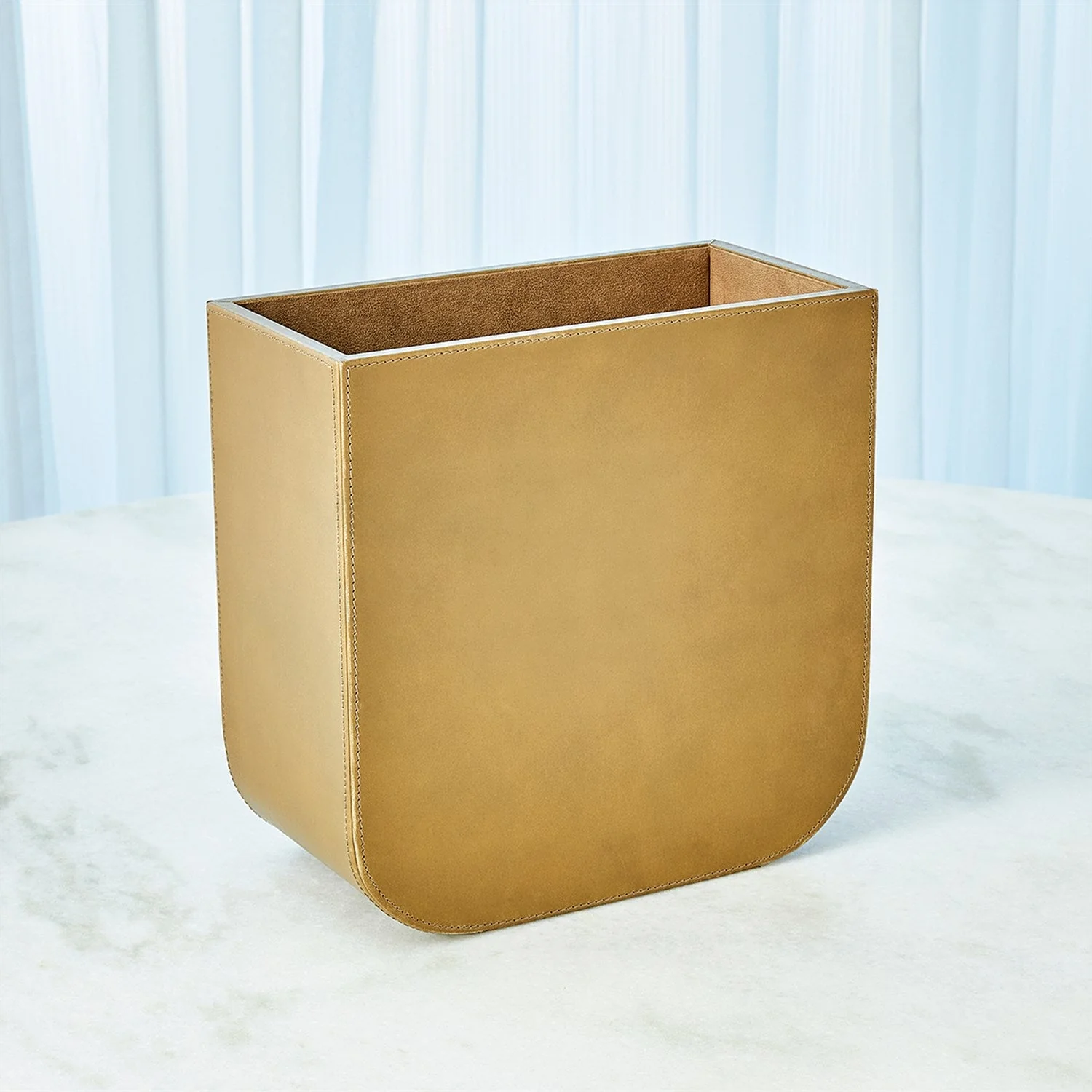 Global Views Radius Edge Leather Desk Accessories - Putty - Image 9
