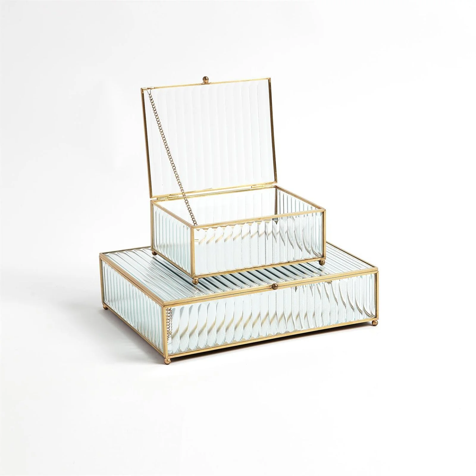Global Views Reeded Glass Box Clear - Image 6