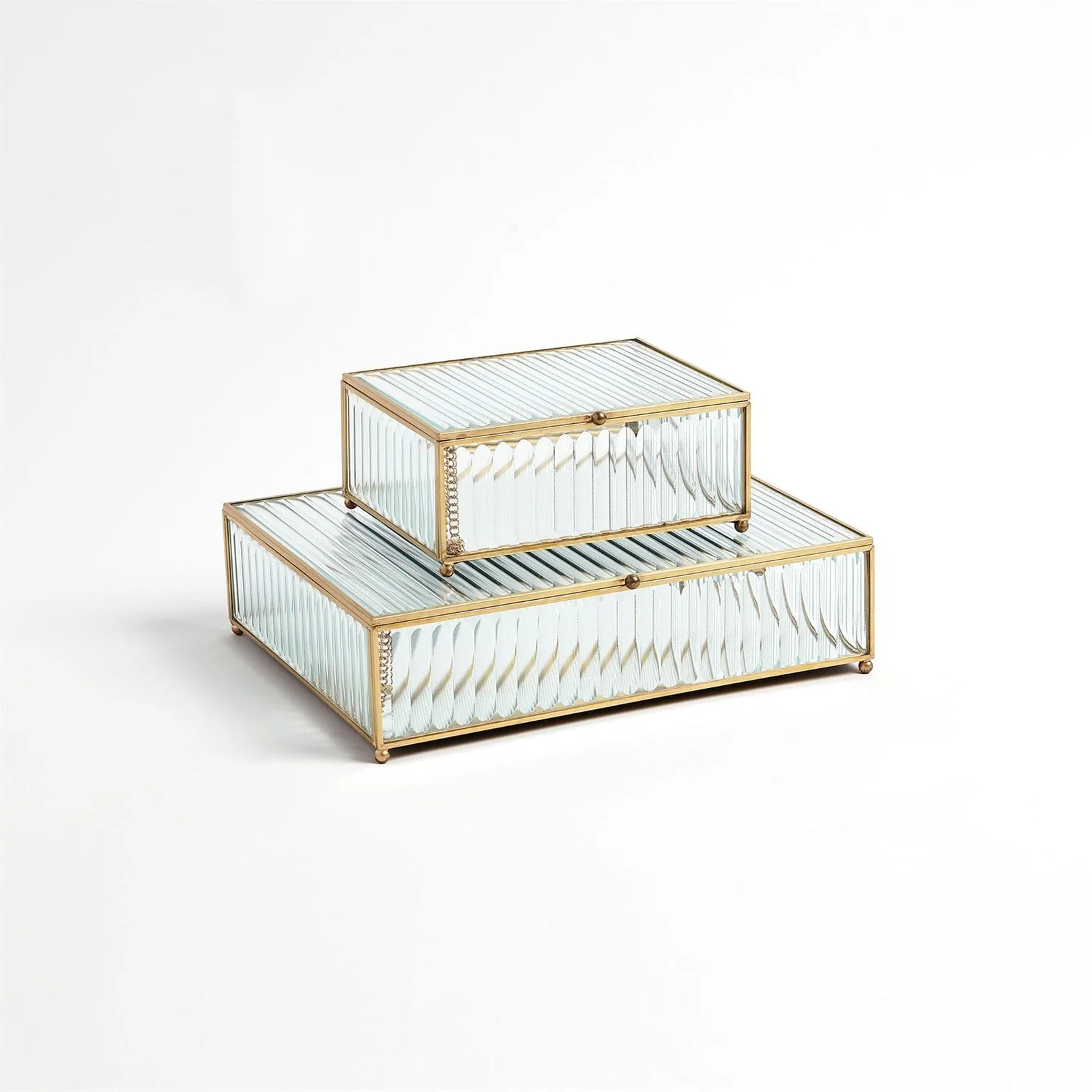 Global Views Reeded Glass Box Clear - Image 7