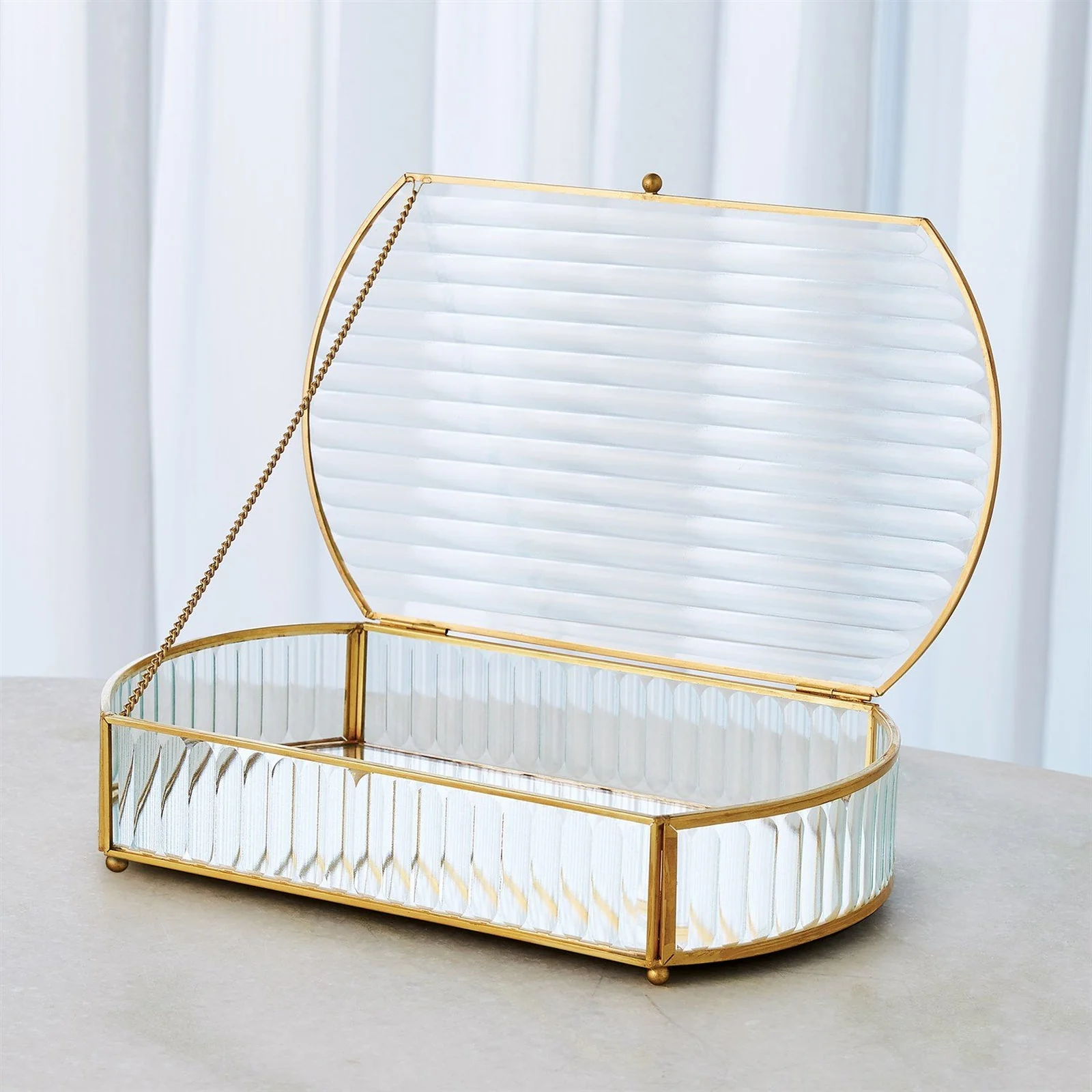 Global Views Reeded Glass Oval Box - Image 10
