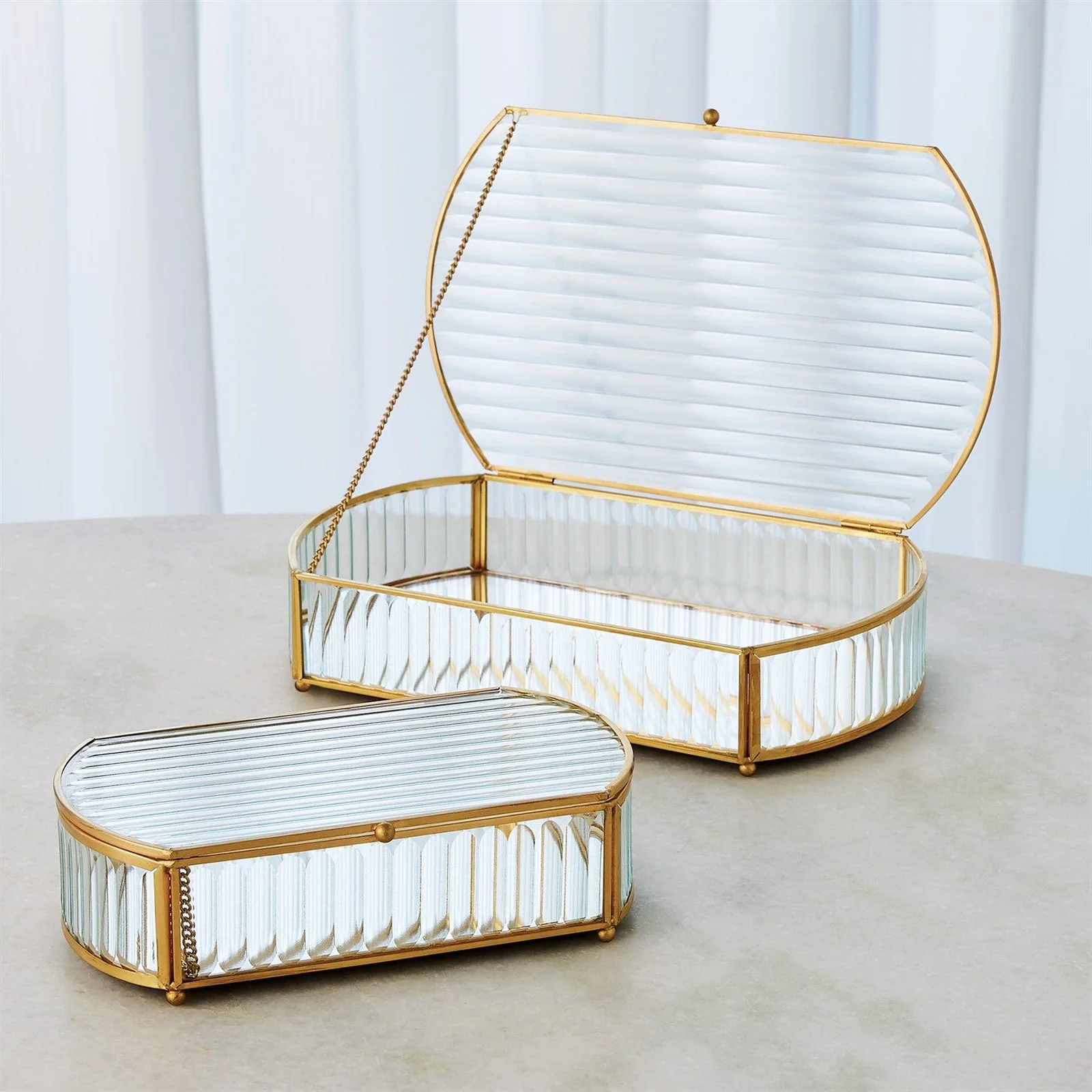 Global Views Reeded Glass Oval Box - Image 11