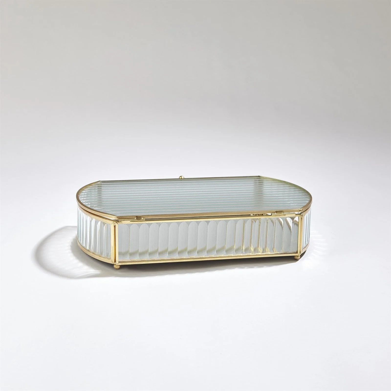 Global Views Reeded Glass Oval Box - Image 2